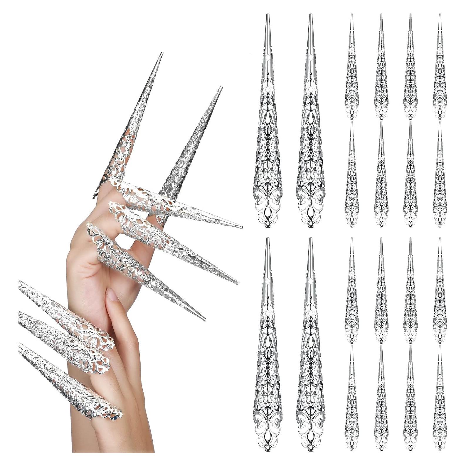 20 Anillos de Garra de Uña de Halloween Leelosp Plata