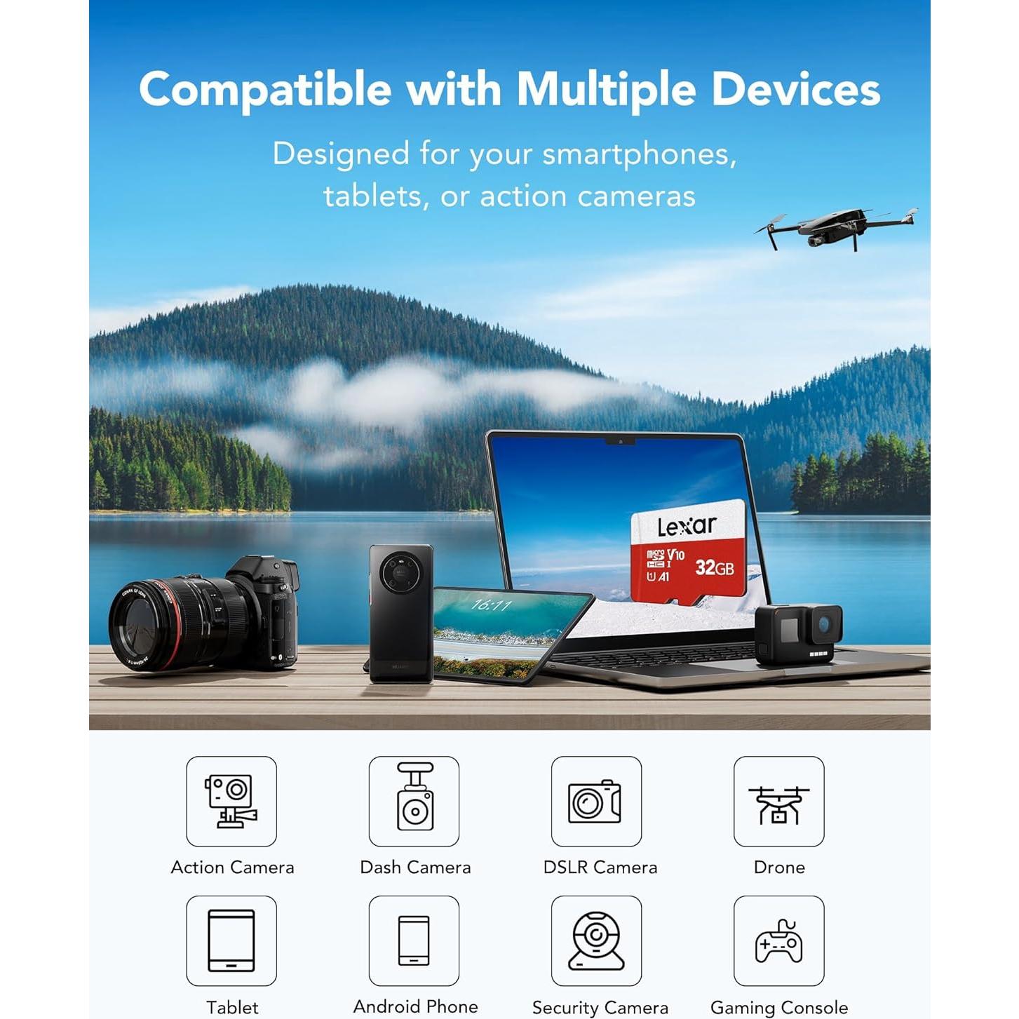 Tarjeta Micro SD Lexar E-Series 32GB UHS-I 100MB/s C10 A1