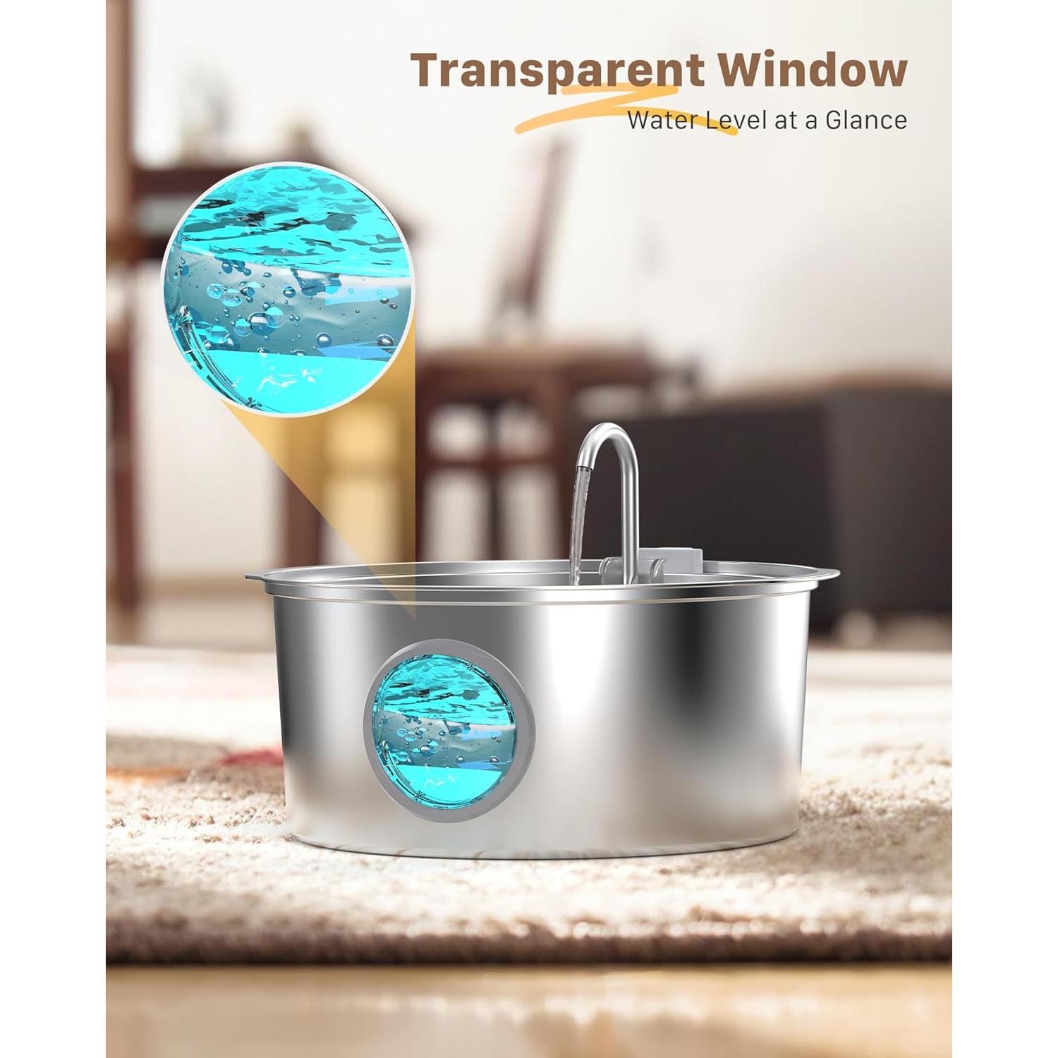 Fuente de Agua para Mascotas GROOKPET 7L Acero Inoxidable