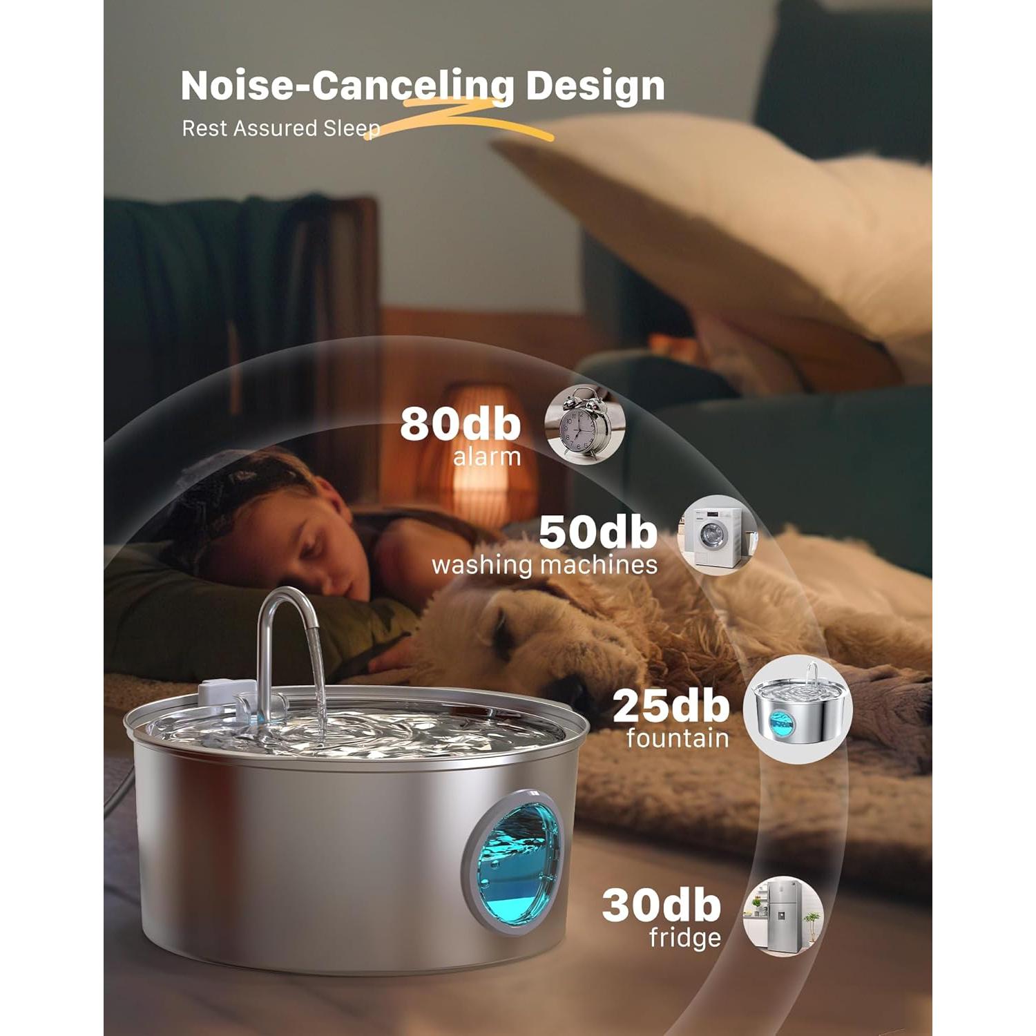 Fuente de Agua para Mascotas GROOKPET 7L Acero Inoxidable