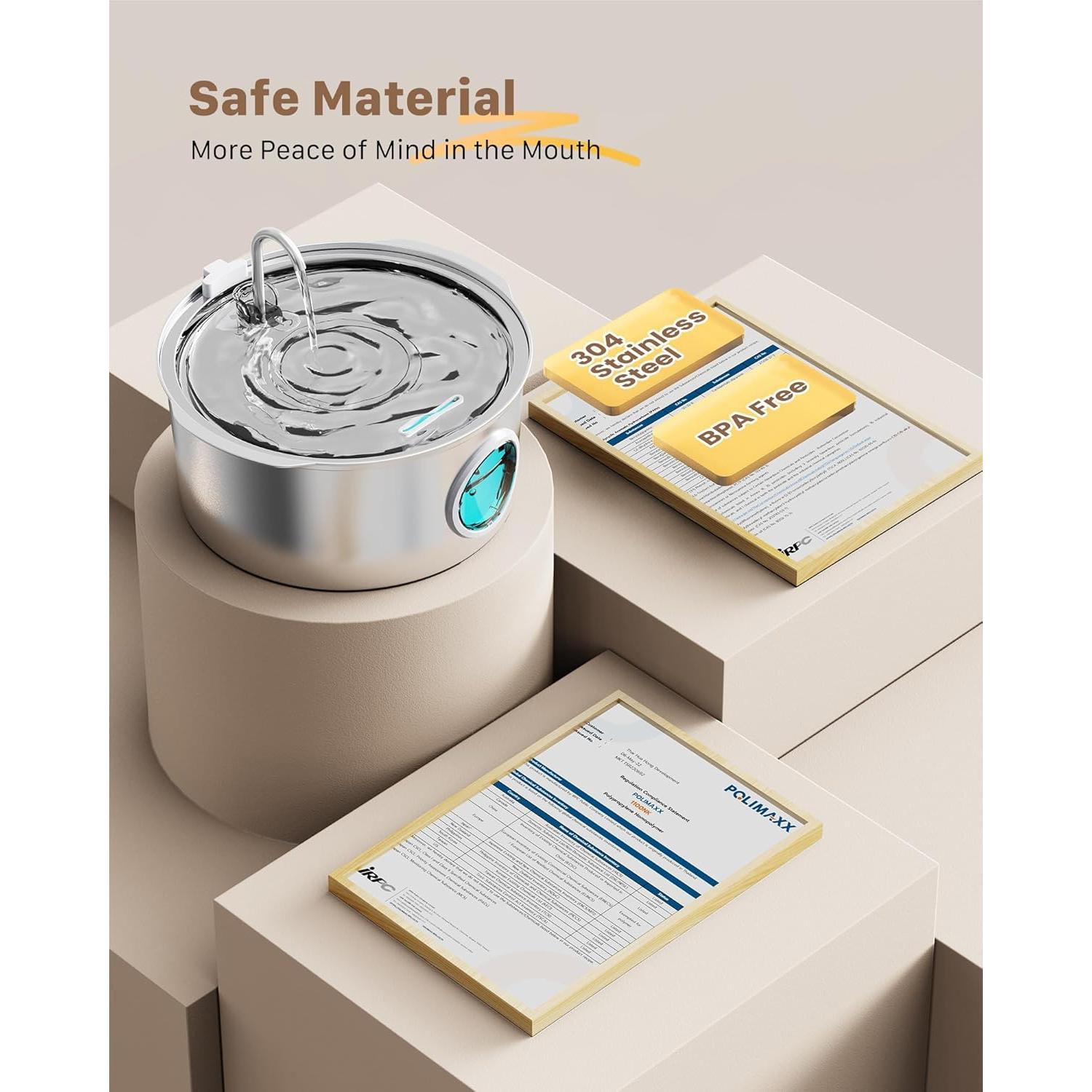 Fuente de Agua para Mascotas GROOKPET 7L Acero Inoxidable