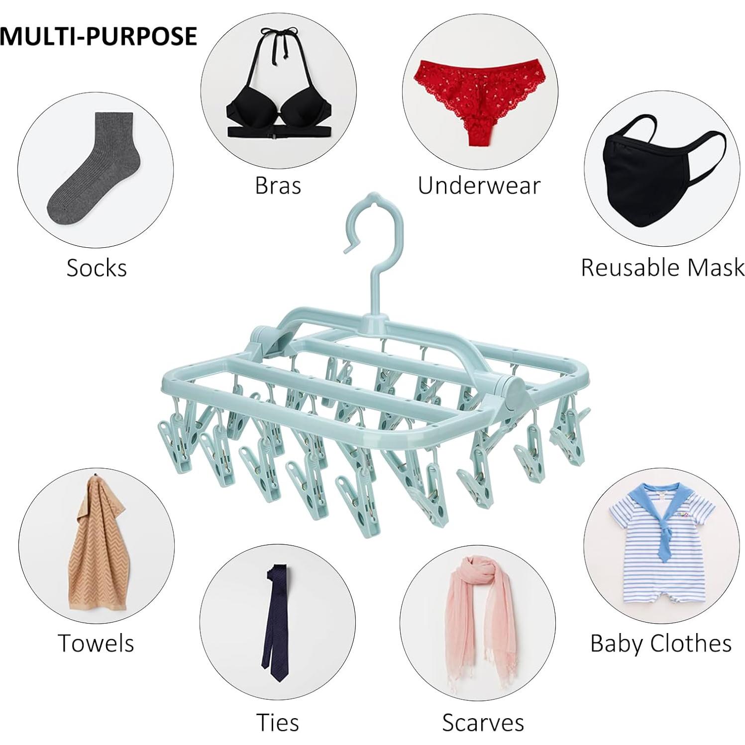 Percha Plegable Annaklin con 26 Clips para Secar Ropa Interior