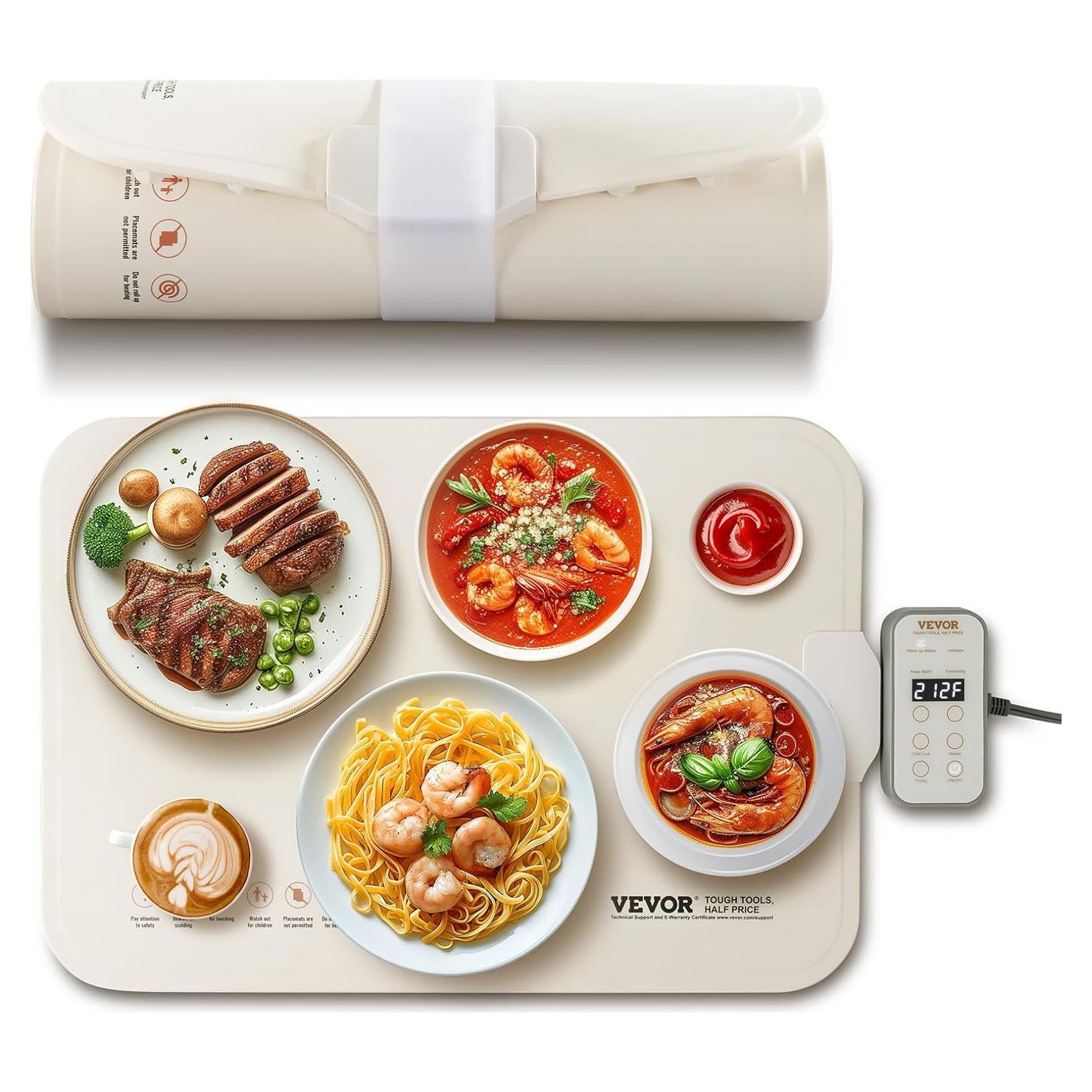 Bandeja Calentadora Eléctrica VEVOR 50x35cm Plegable con 4 Temperaturas