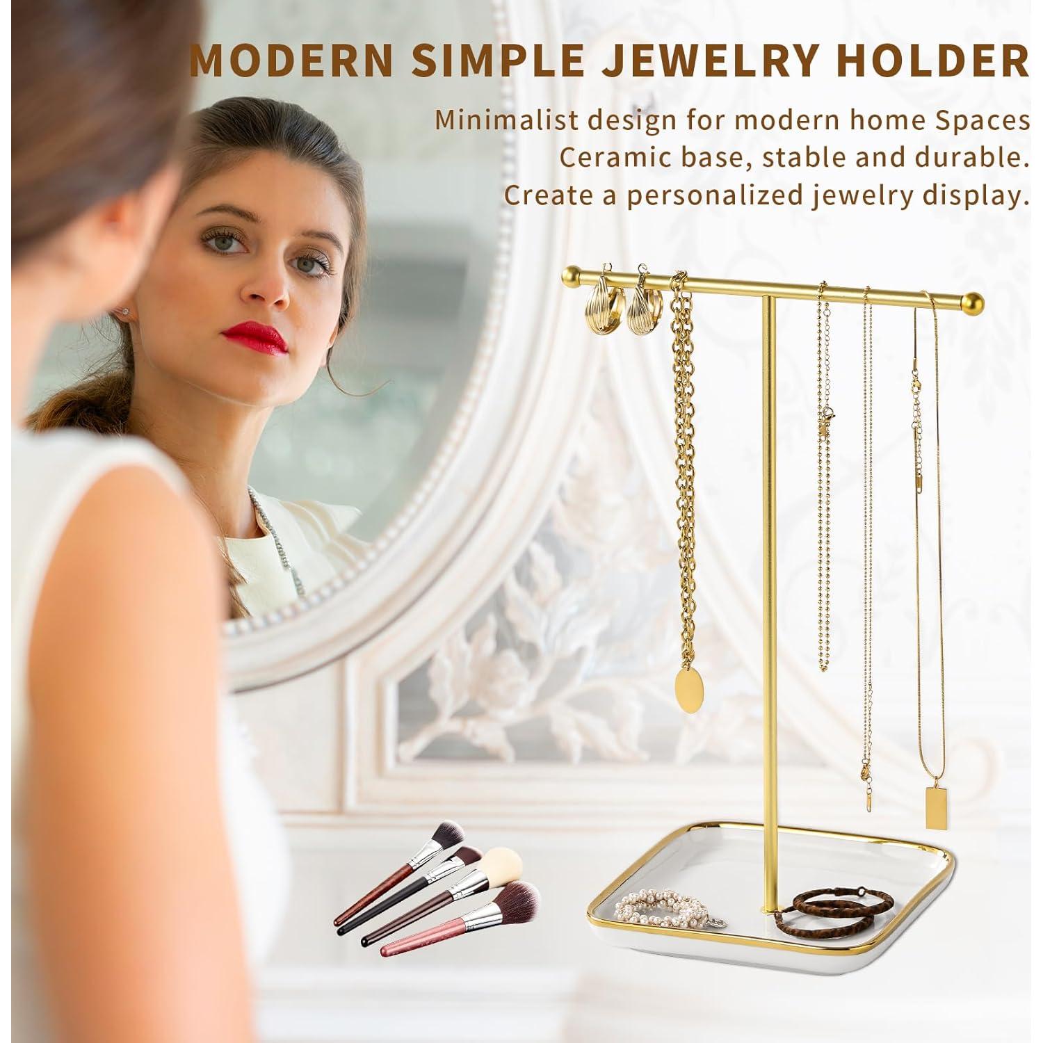 Torre de Joyería Leijosya en Forma de T Dorada 33 cm