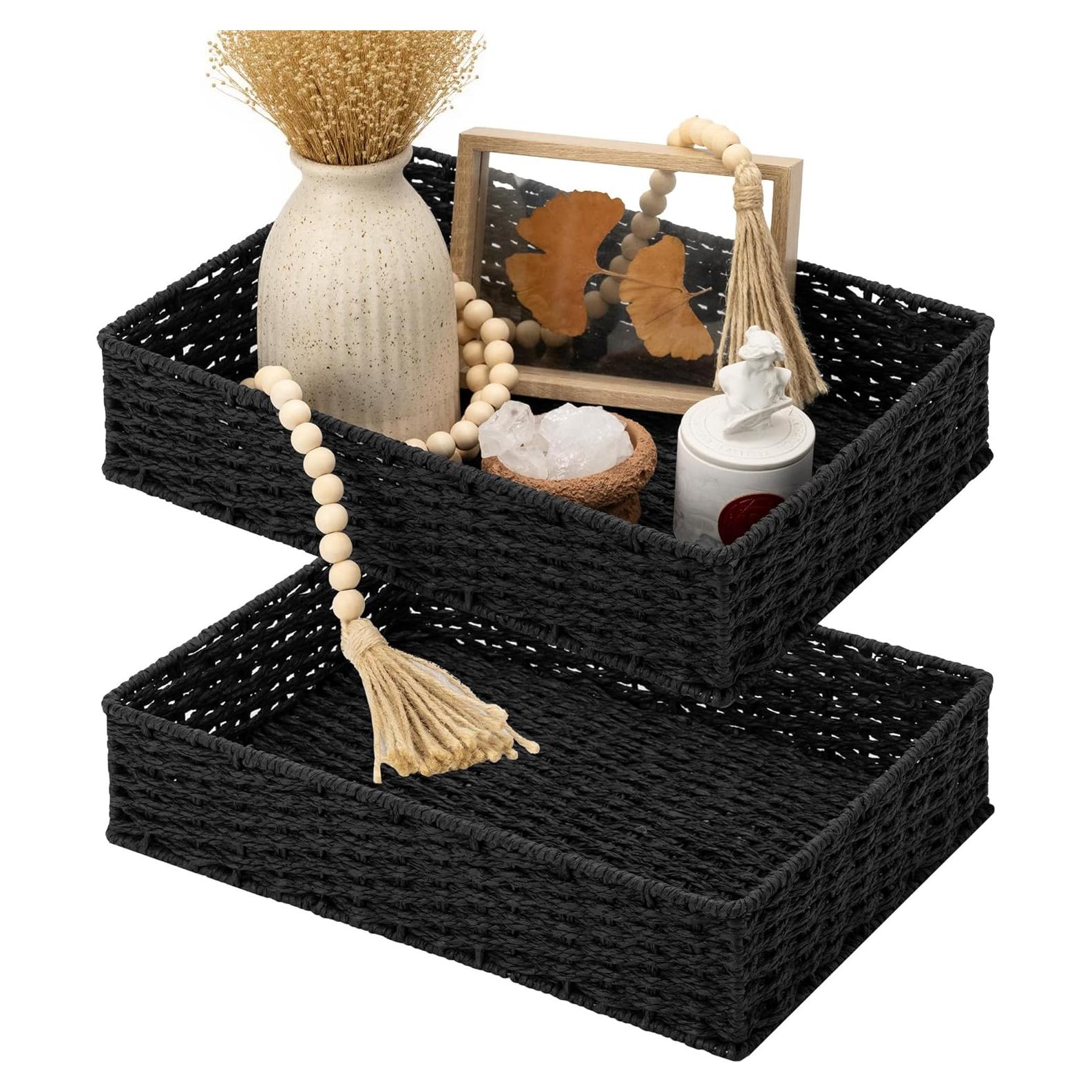 Bandeja de Tocador StorageWorks Negra 2 Piezas 40x28 cm