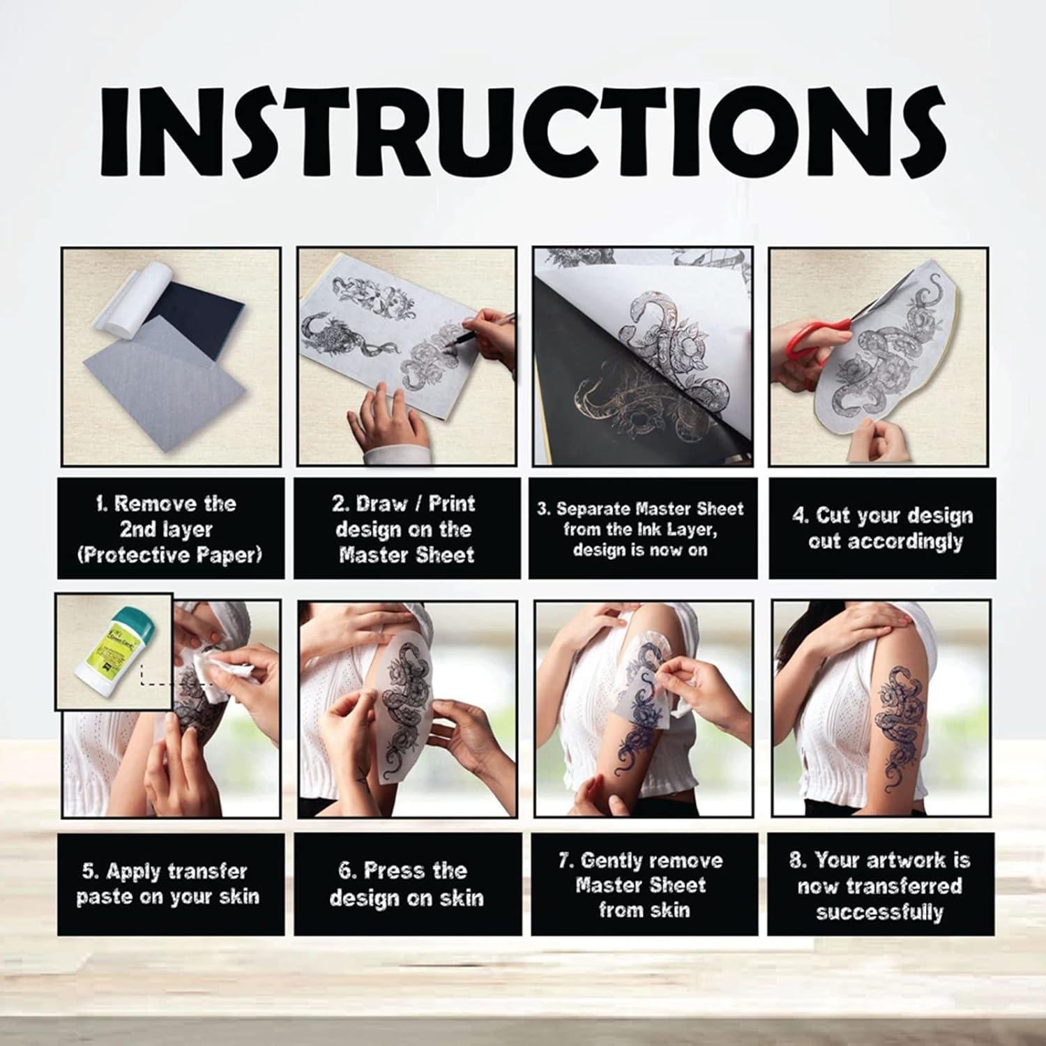 Kit de Piel de Práctica de Tatuaje Prgislew 40Pcs con Papel