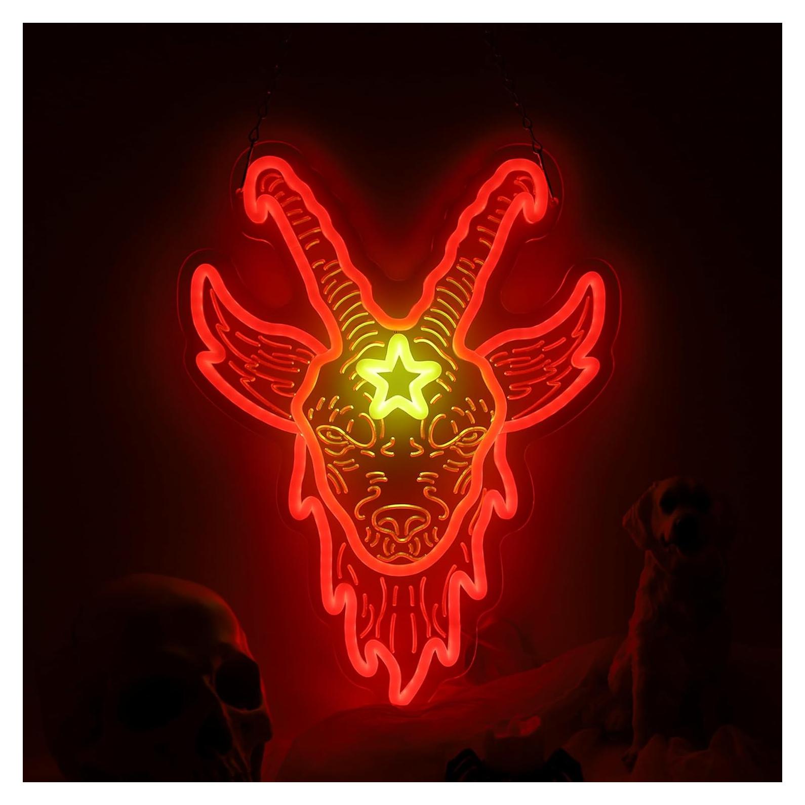 Luz LED Neón Baphome Decorativa 5V para Pared - Rojo