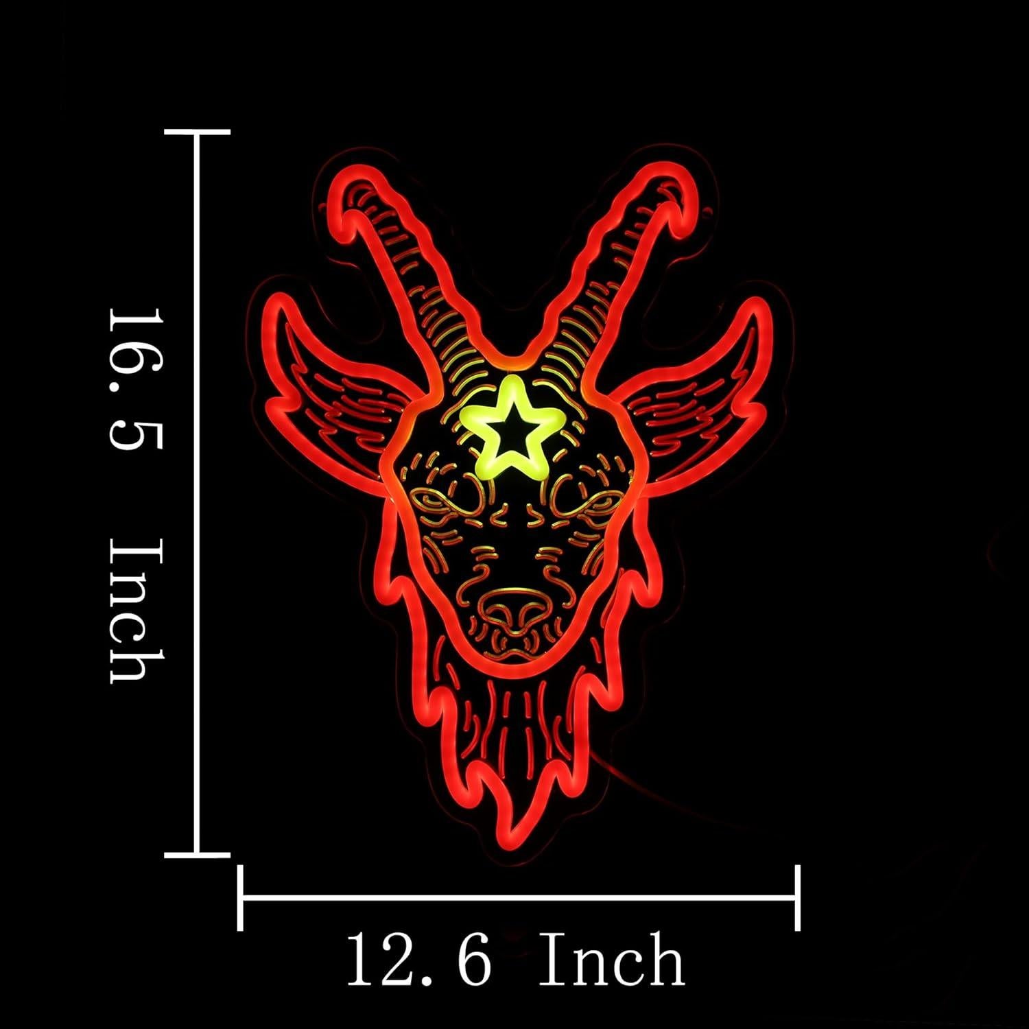 Luz LED Neón Baphome Decorativa 5V para Pared - Rojo