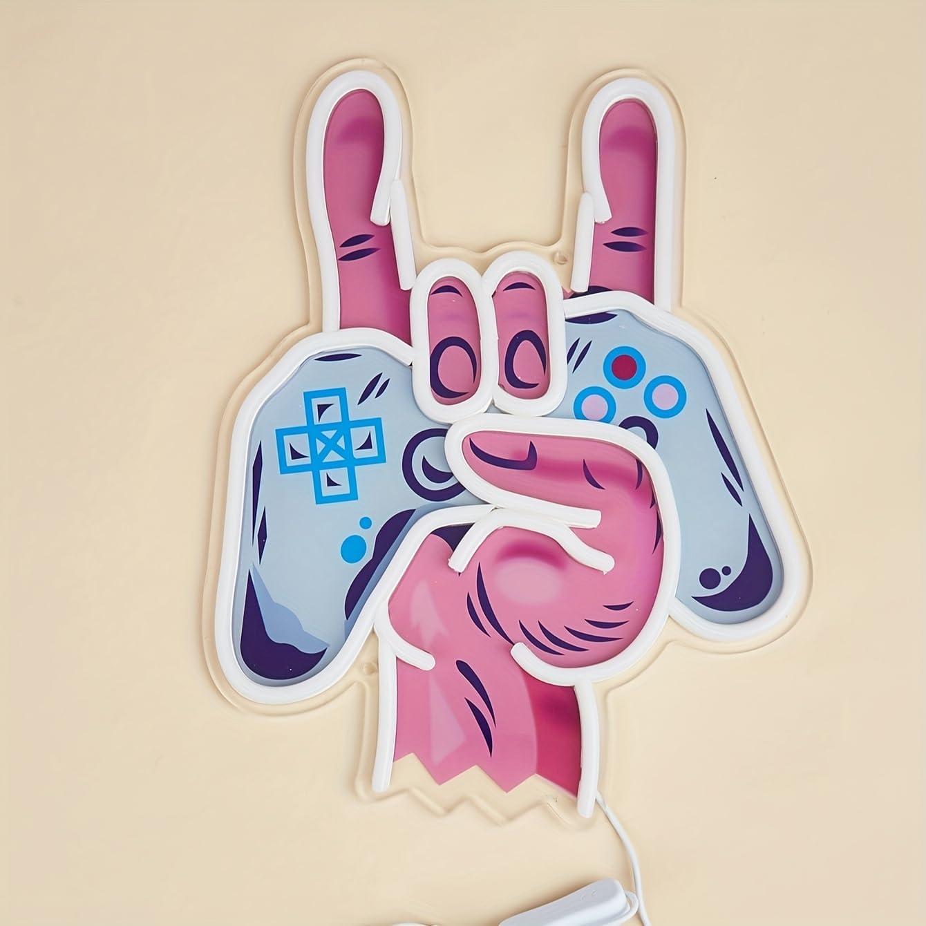 Luz Nocturna Neón LED Cusgazy 35.4x28.2 cm Azul/Rosa