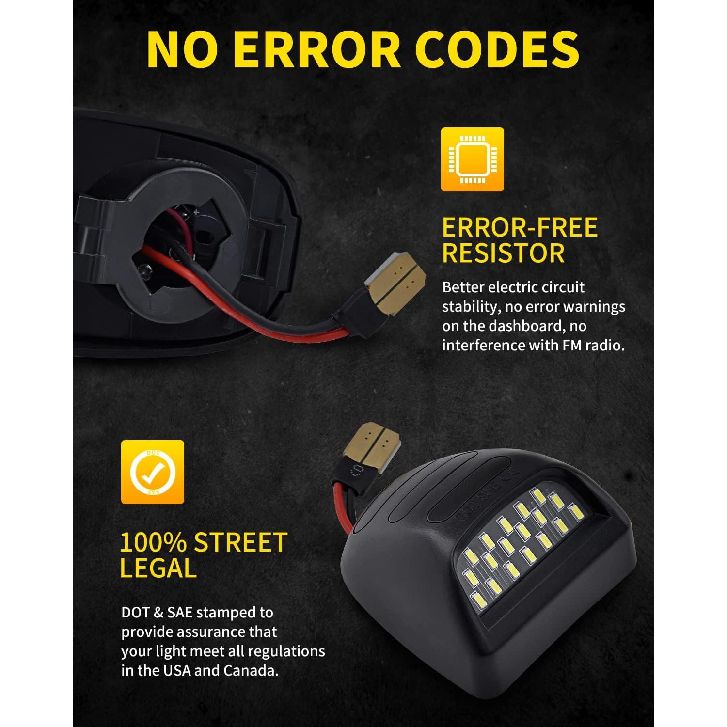 Luz de Placa de Matrícula LED Asgohme con Tubo Neón Rojo