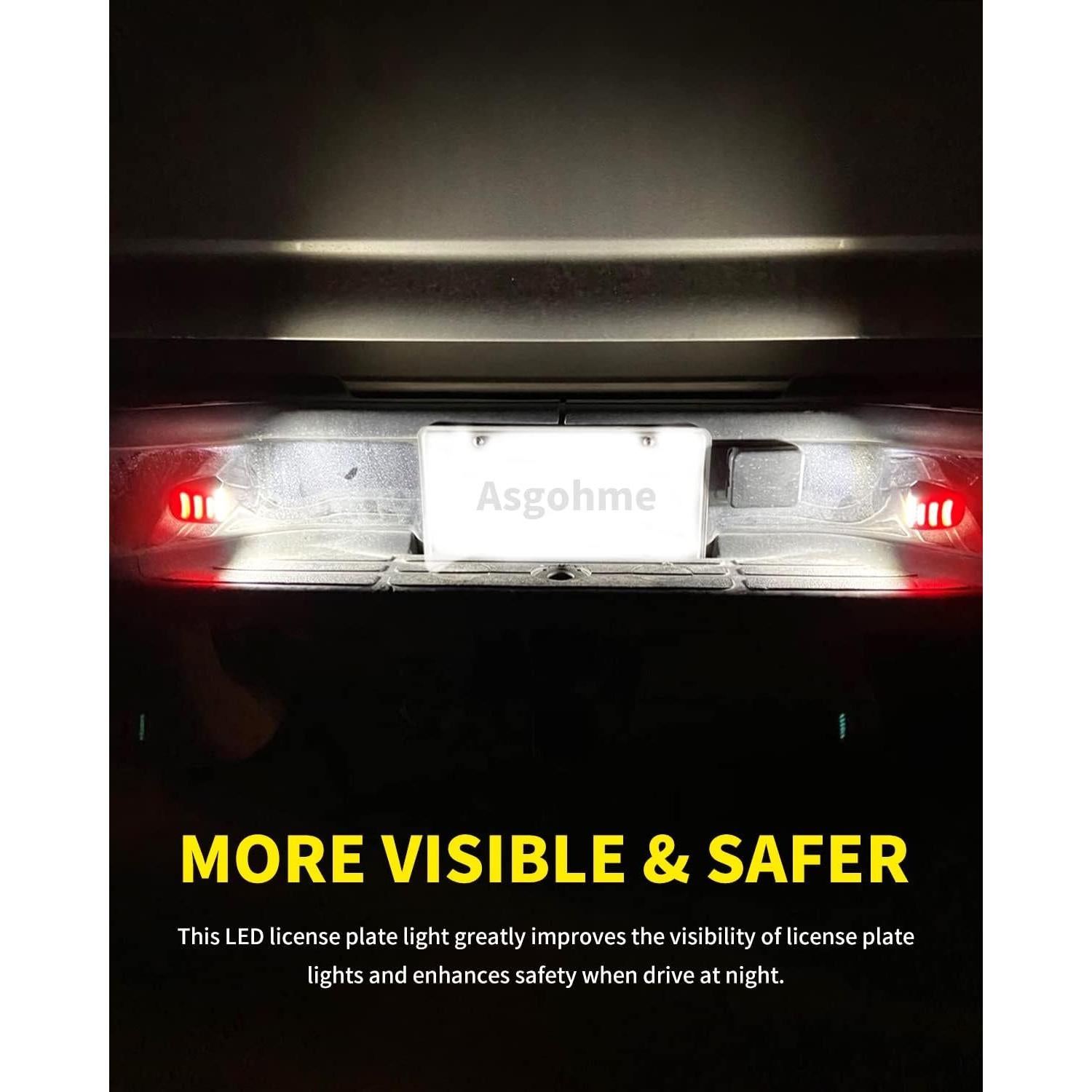 Luz de Placa de Matrícula LED Asgohme con Tubo Neón Rojo