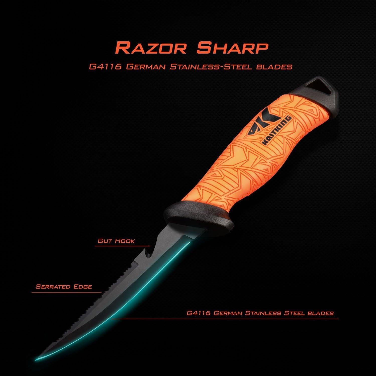 Cuchillo de Filete KastKing 5" Acero Inoxidable G4116 Antideslizante