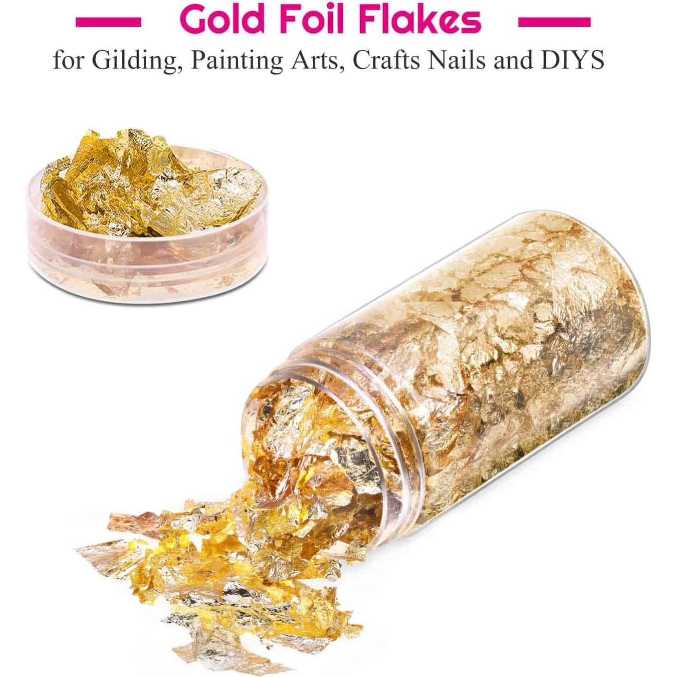 Copos de Foil de Oro Paxcoo para Uñas y Joyería - 5 Gramos