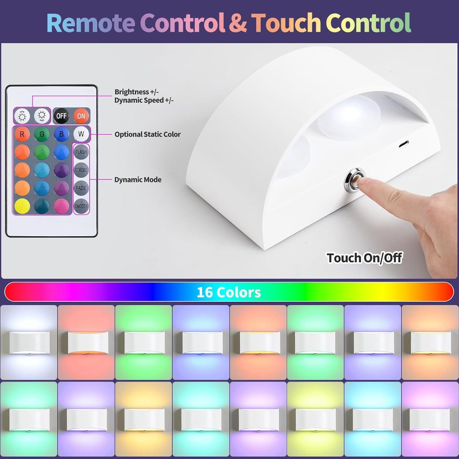 Aplique de Pared LED Hirzsjoy Inalámbrico 6000mAh Control Remoto