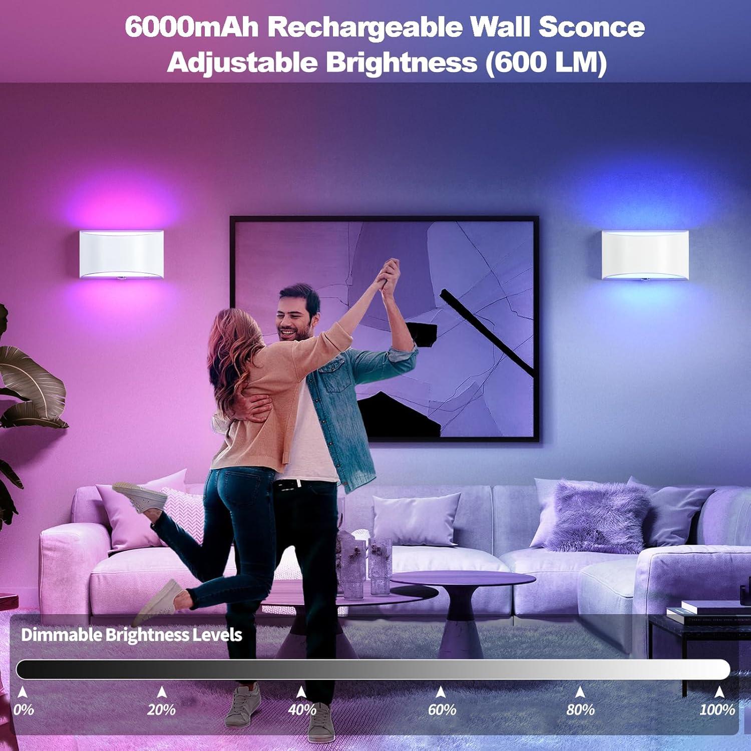 Aplique de Pared LED Hirzsjoy Inalámbrico 6000mAh Control Remoto