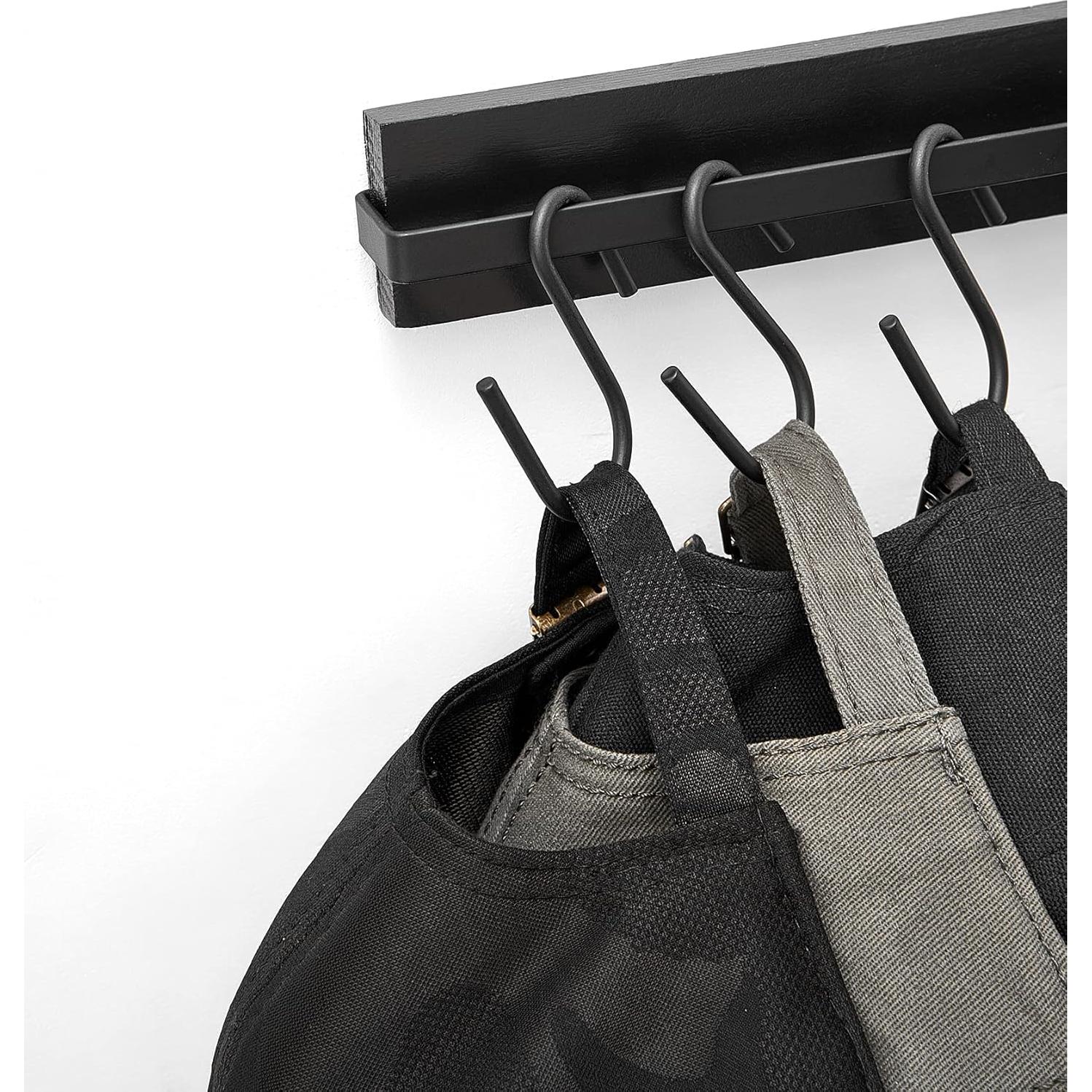 Organizador de Sombreros Mkono Negro con 20 Ganchos de Madera