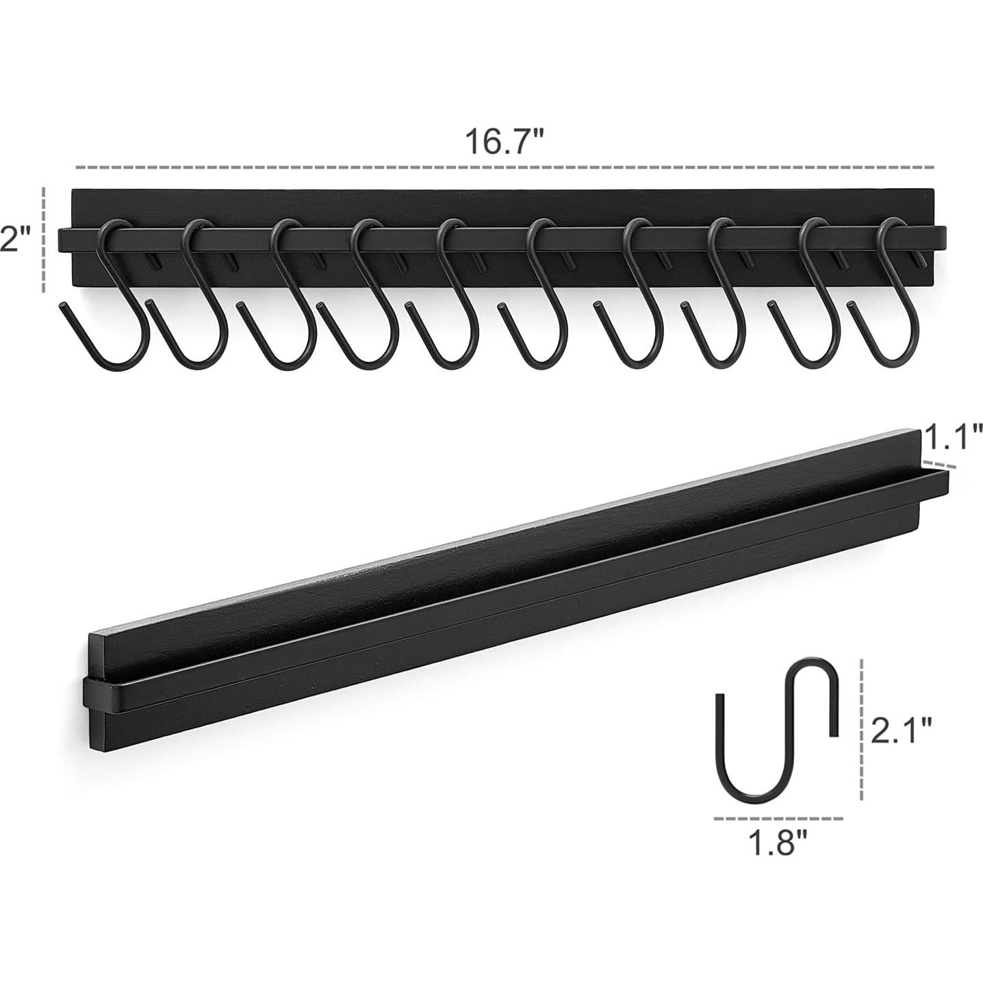 Organizador de Sombreros Mkono Negro con 20 Ganchos de Madera