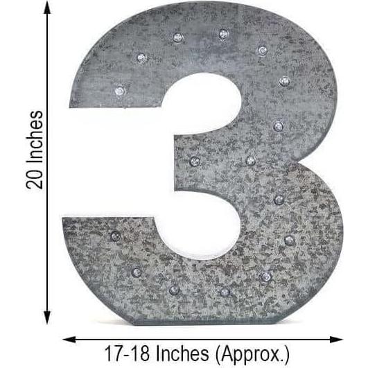 Número de Metal Vintage 2 Ft Efavormart con 16 LED Blancos