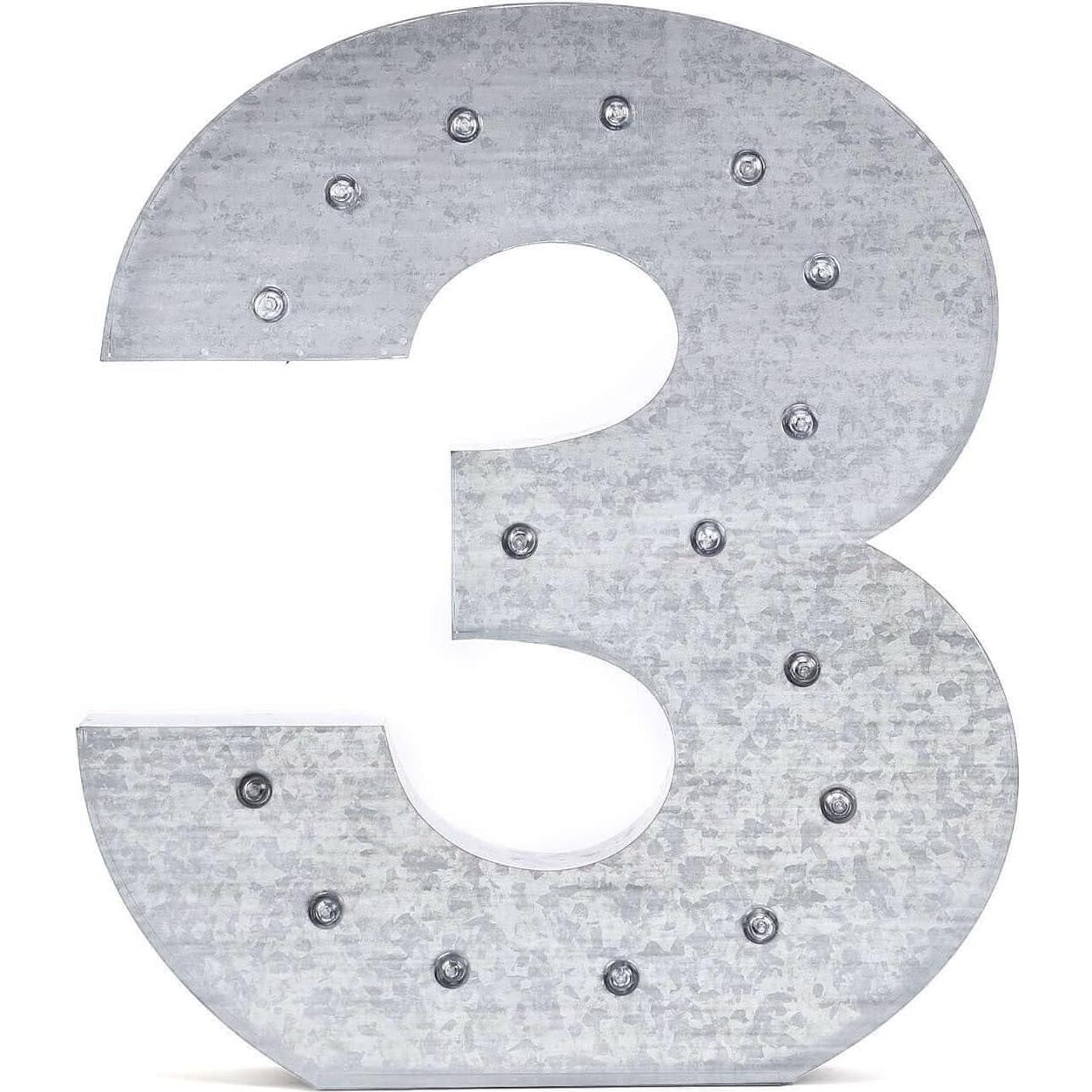 Número de Metal Vintage 2 Ft Efavormart con 16 LED Blancos