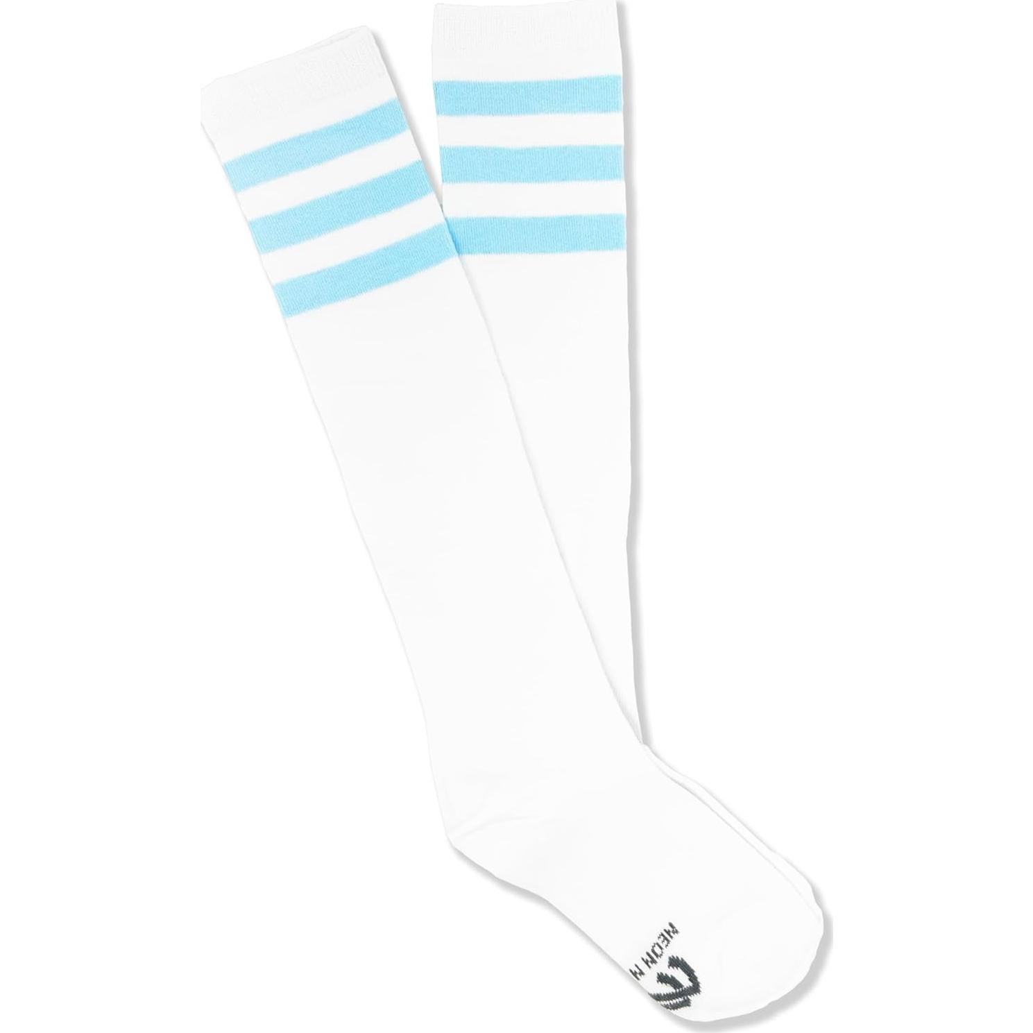 Calcetines Altos hasta la Rodilla Unisex MEDIO NACIONAL Blancos con Rayas