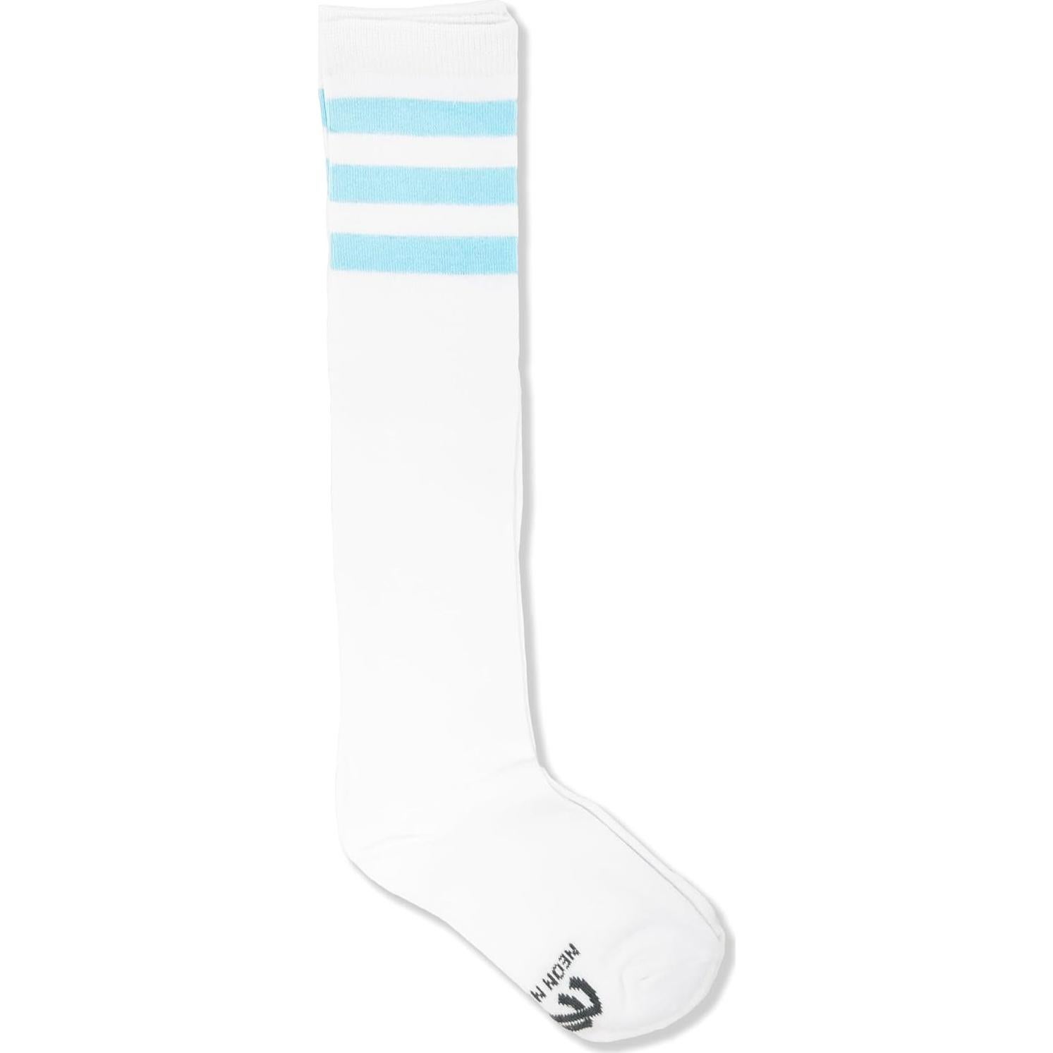 Calcetines Altos hasta la Rodilla Unisex MEDIO NACIONAL Blancos con Rayas