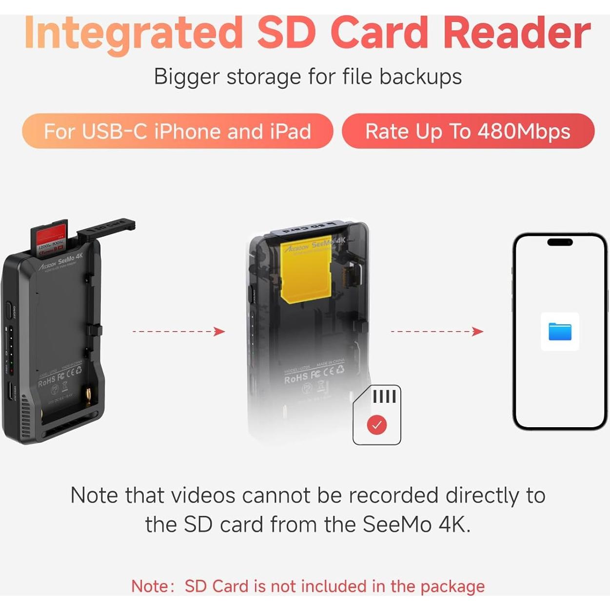 Adaptador HDMI Accsoon SeeMo 4K para iOS - Transmisión en Vivo