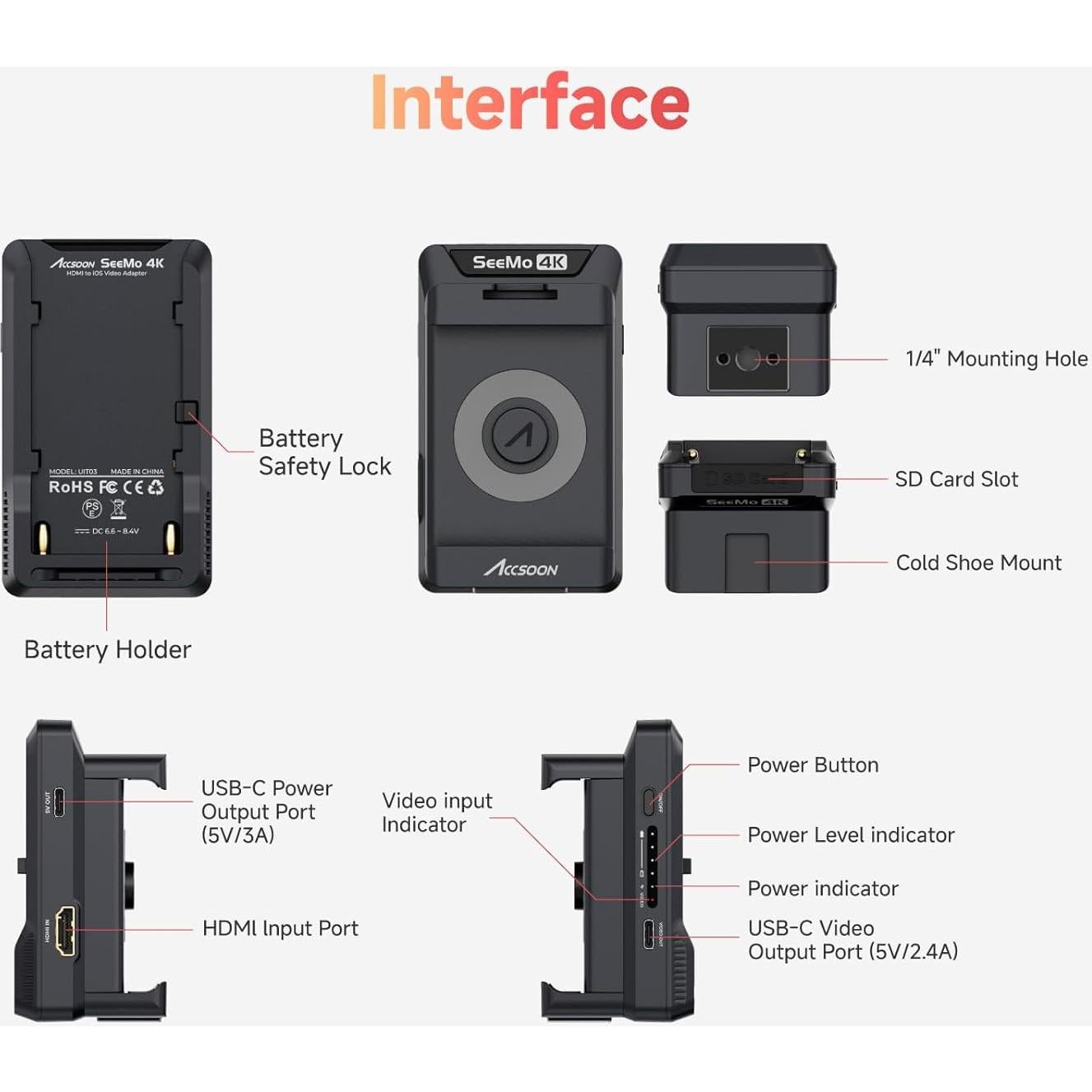 Adaptador HDMI Accsoon SeeMo 4K para iOS - Transmisión en Vivo