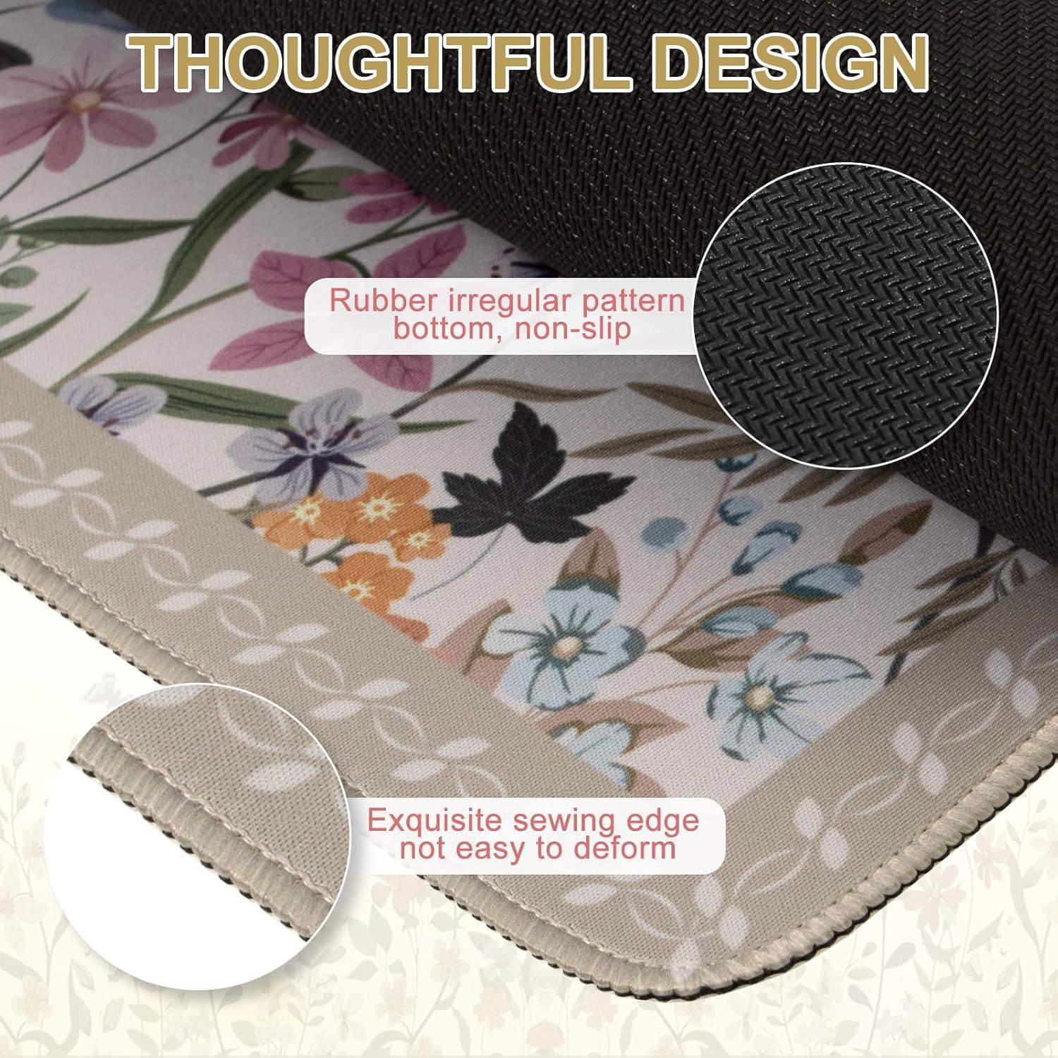 Alfombrilla de Ratón XXL iCasso Beige Floral Antideslizante