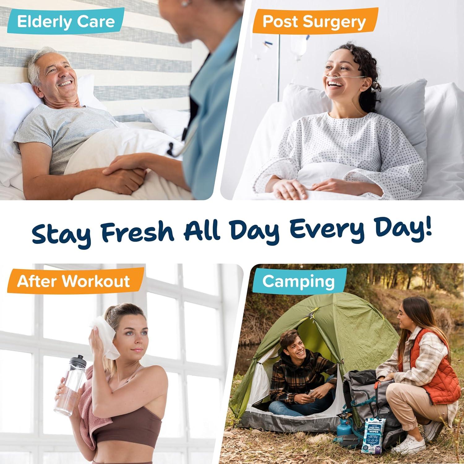 Toallitas Corporales XL Uzumist 100pc Sin Enjuague para Adultos