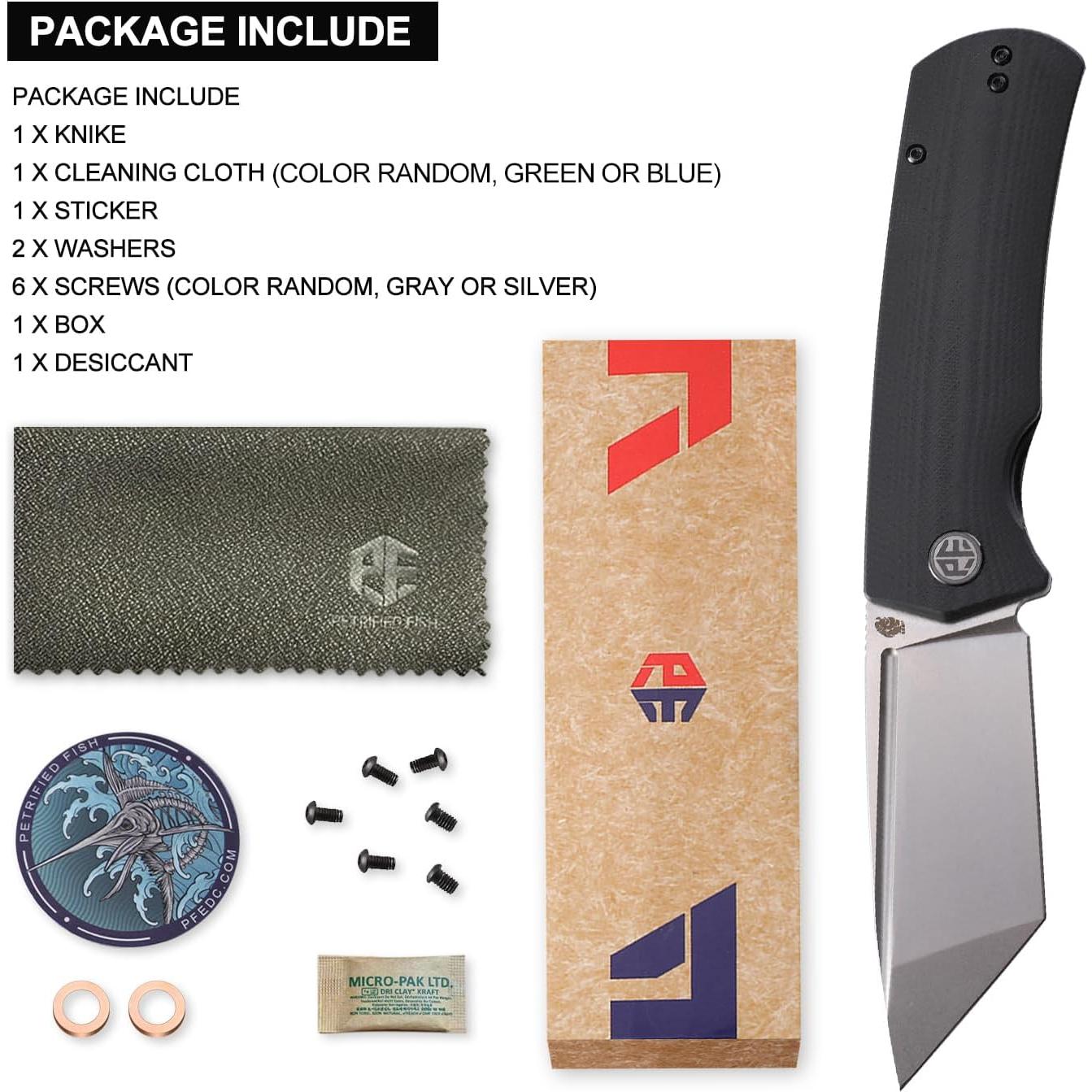 Cuchillo Plegable Pez Petrificado PFP01T G10 Negro 9.1 cm