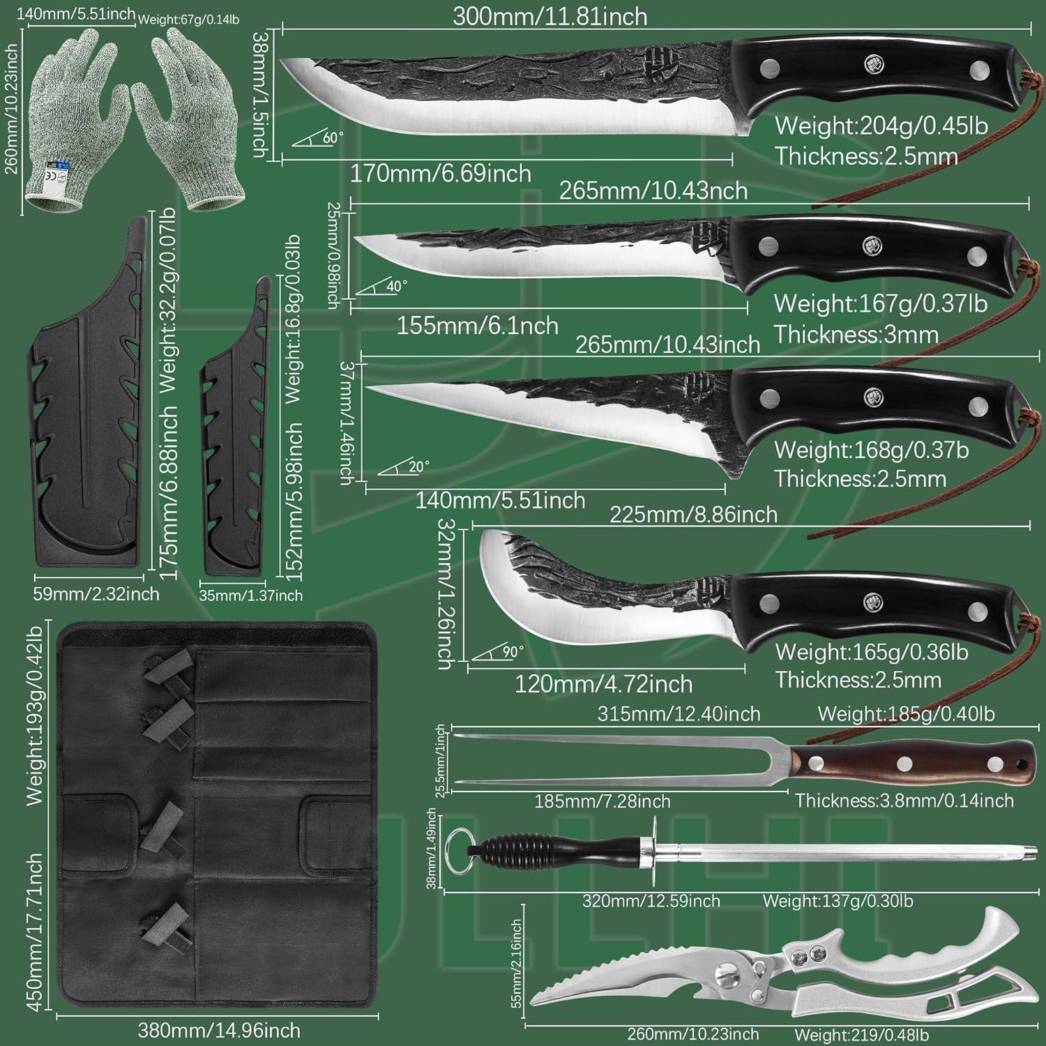 Set de Cuchillos de Cocina FULLHI 11 Piezas Acero Al Carbono