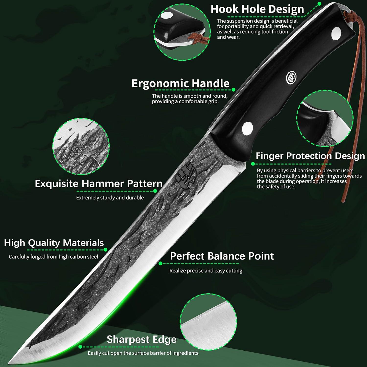 Set de Cuchillos de Cocina FULLHI 11 Piezas Acero Al Carbono