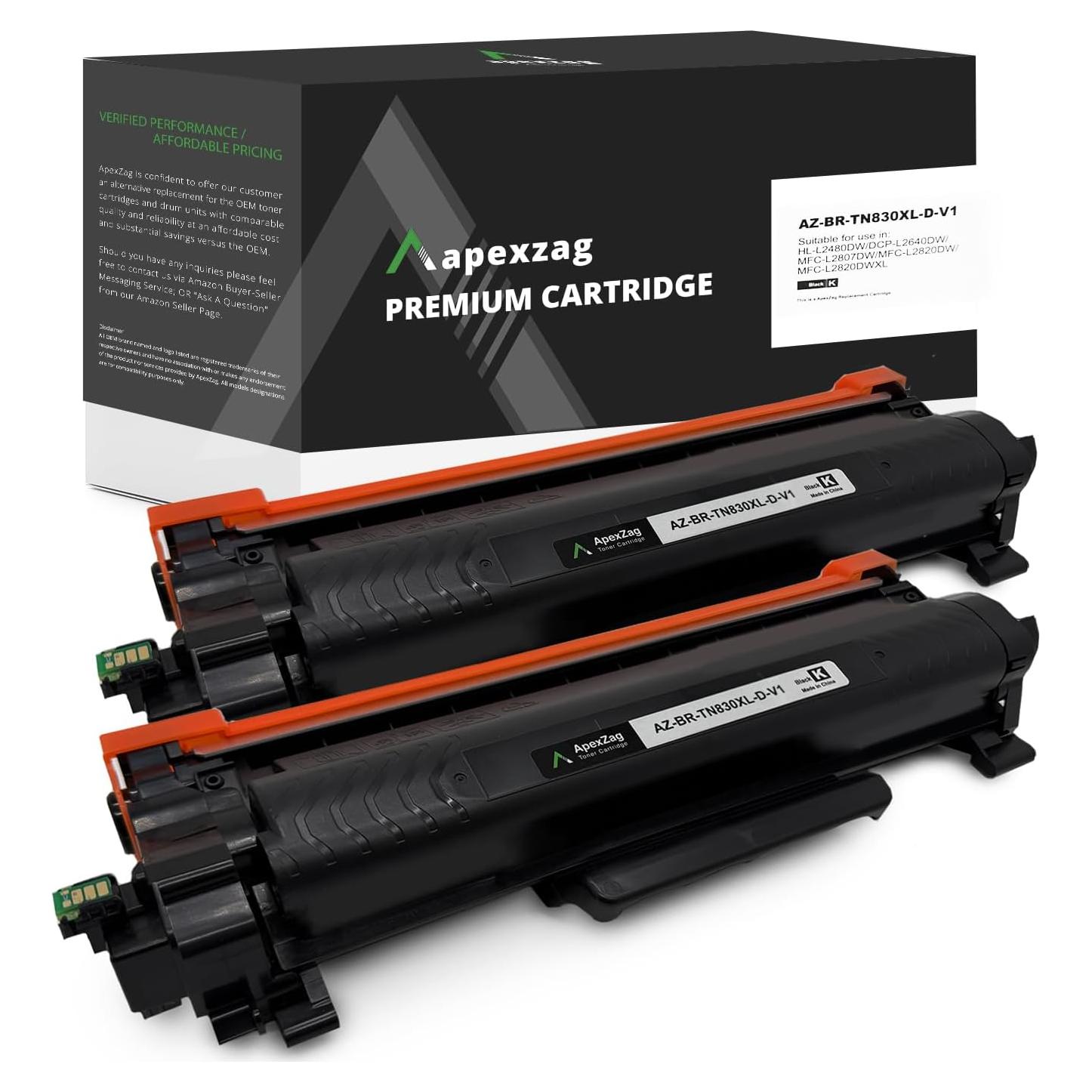 Tóner Compatible ApexZag TN830XL para Brother - 2 Paquete