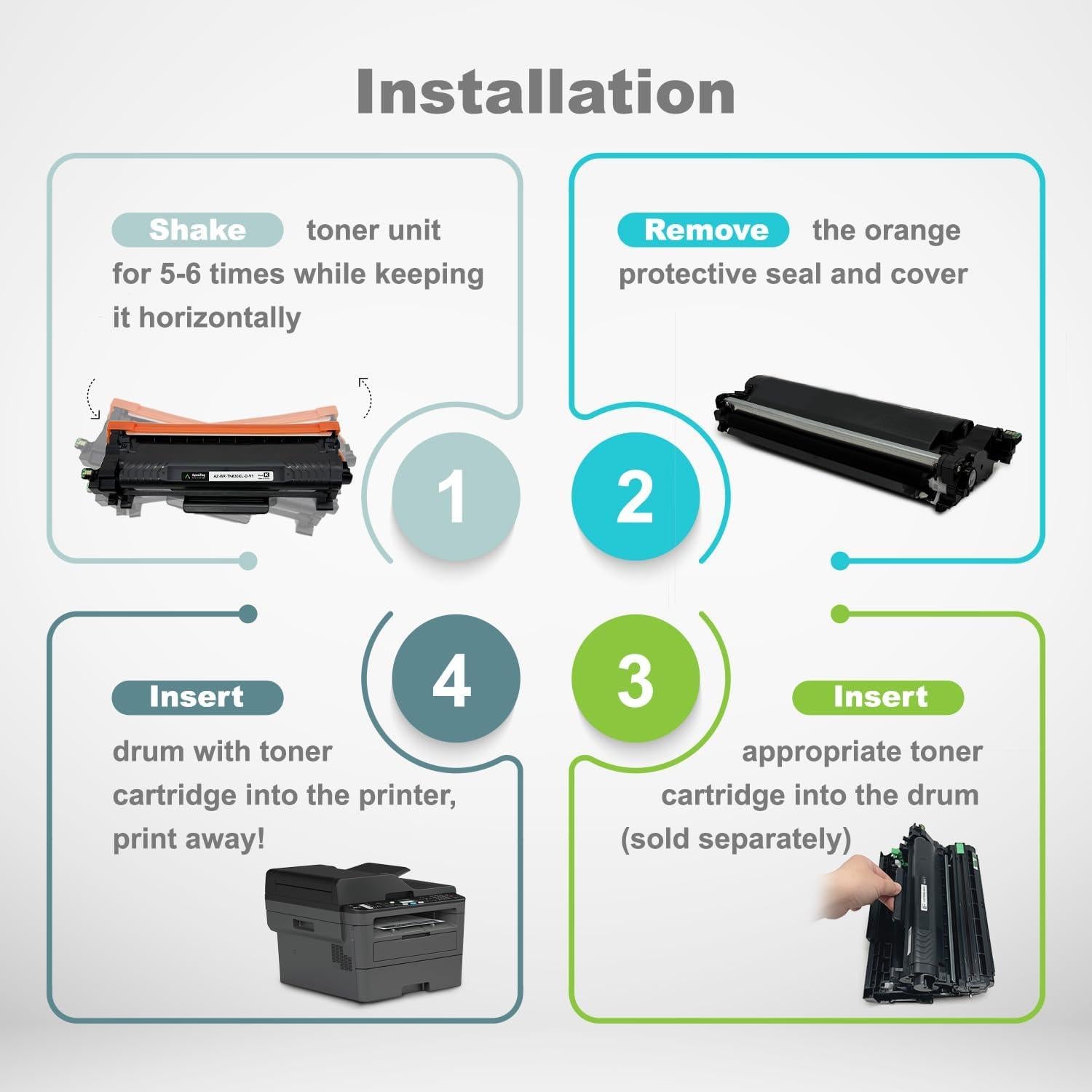 Tóner Compatible ApexZag TN830XL para Brother - 2 Paquete