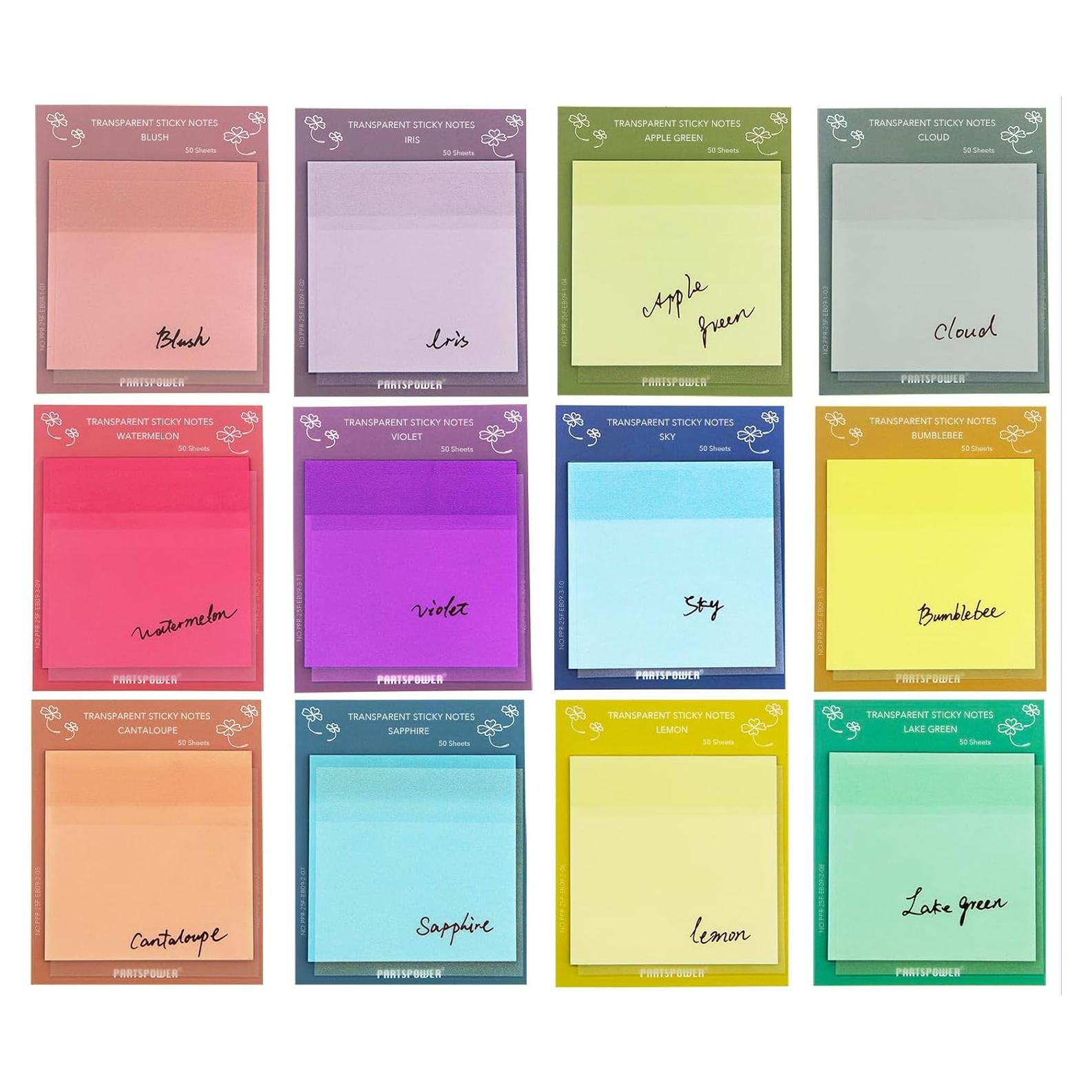 Notas Adhesivas Transparentes PARTSPOWER 3x3 cm 12 Paquetes