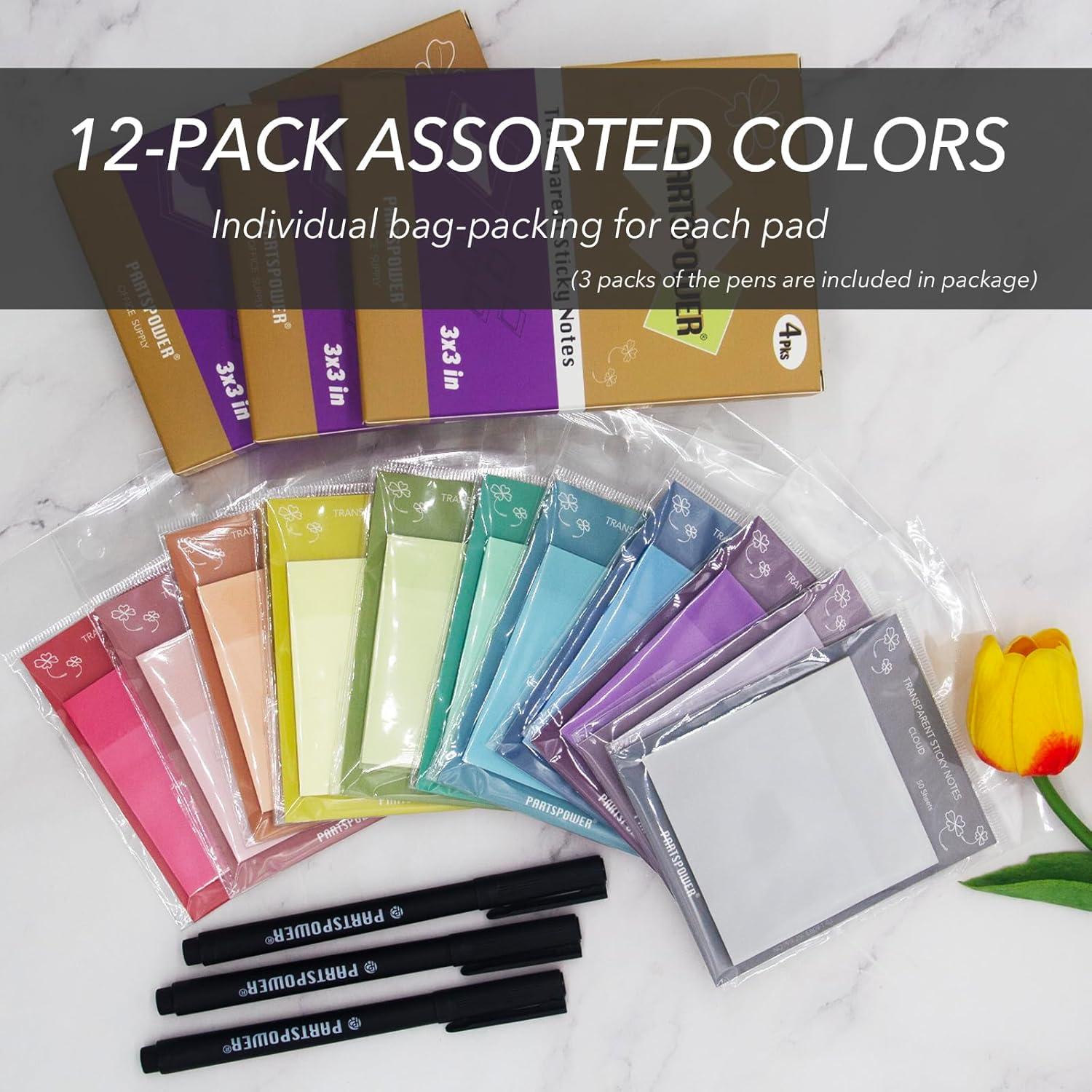 Notas Adhesivas Transparentes PARTSPOWER 3x3 cm 12 Paquetes