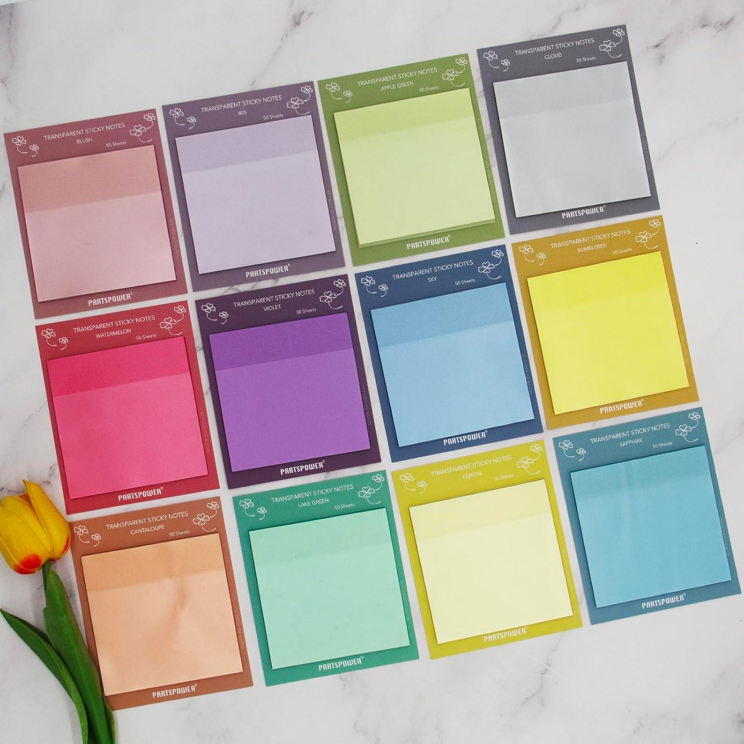 Notas Adhesivas Transparentes PARTSPOWER 3x3 cm 12 Paquetes