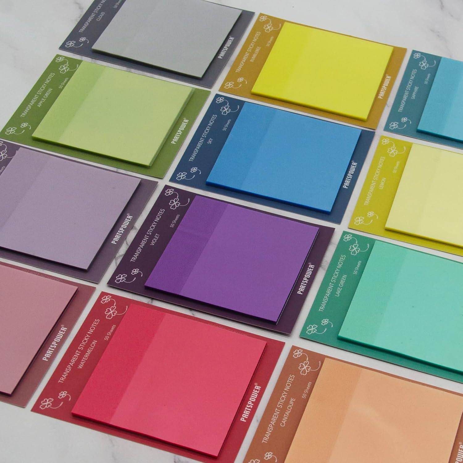 Notas Adhesivas Transparentes PARTSPOWER 3x3 cm 12 Paquetes