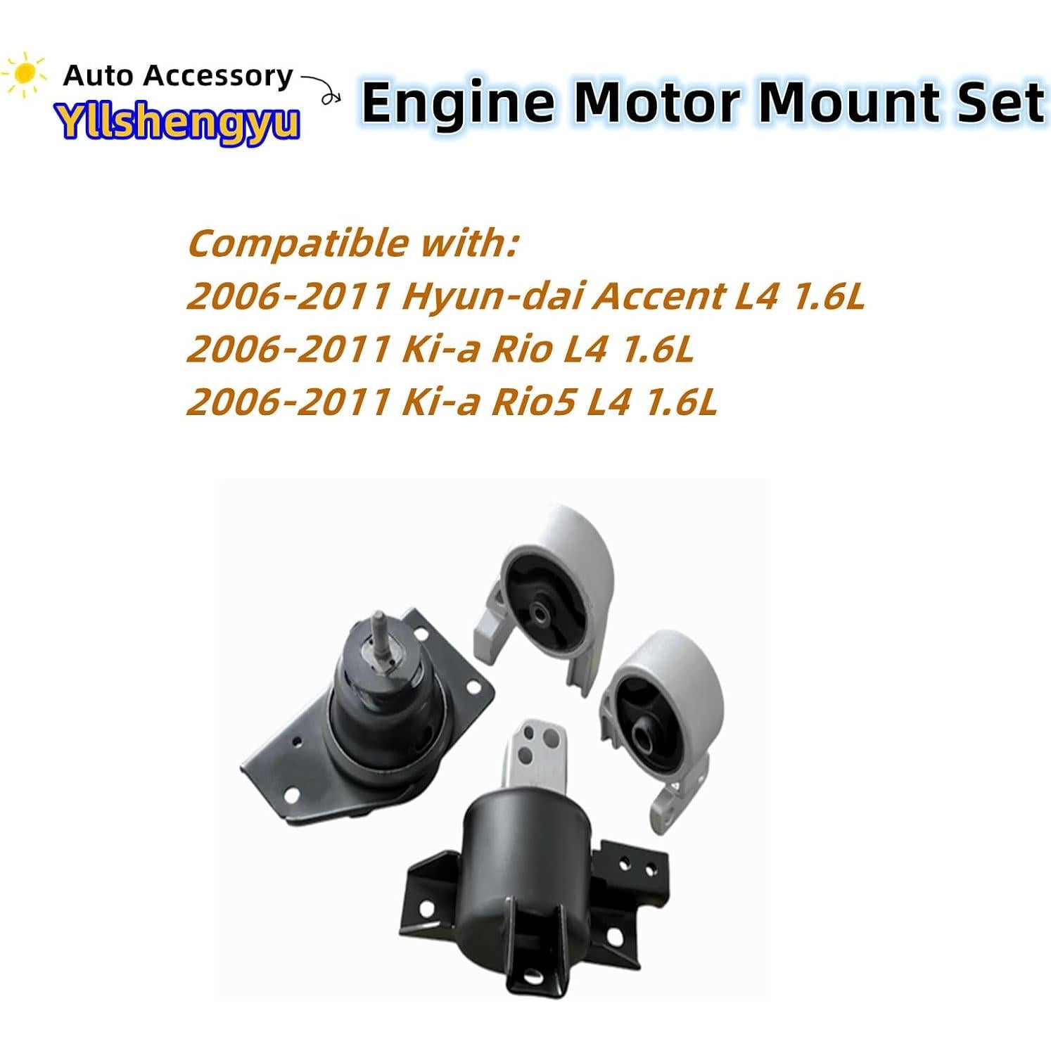 Juego de Soportes de Motor Yllshengyu 4Pcs para Accent/Rio 2006-2011