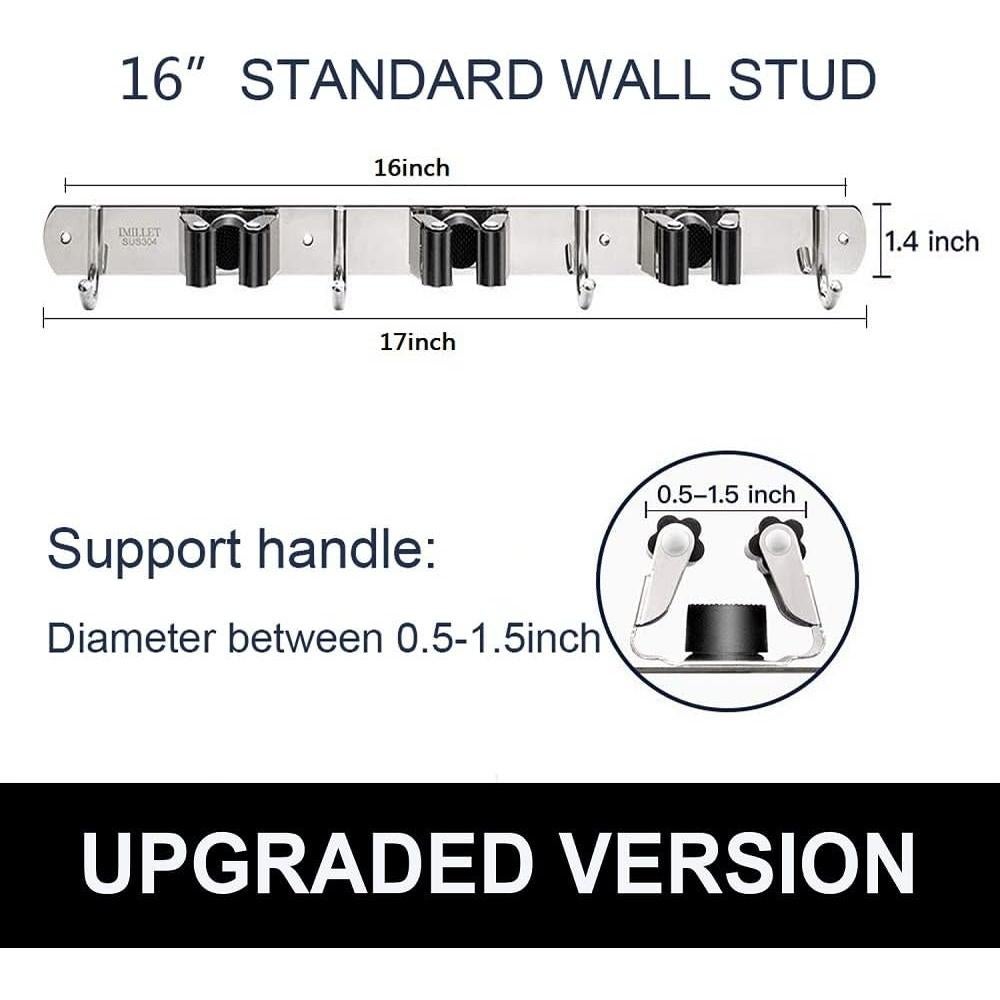 Soporte de Escoba y Mopa IMILLET Acero Inoxidable 3 Estantes