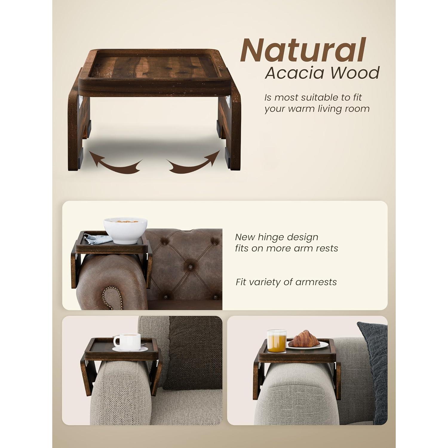 Mesa de reposabrazos de sofá HOLANA Acacia 34.92x24.13cm