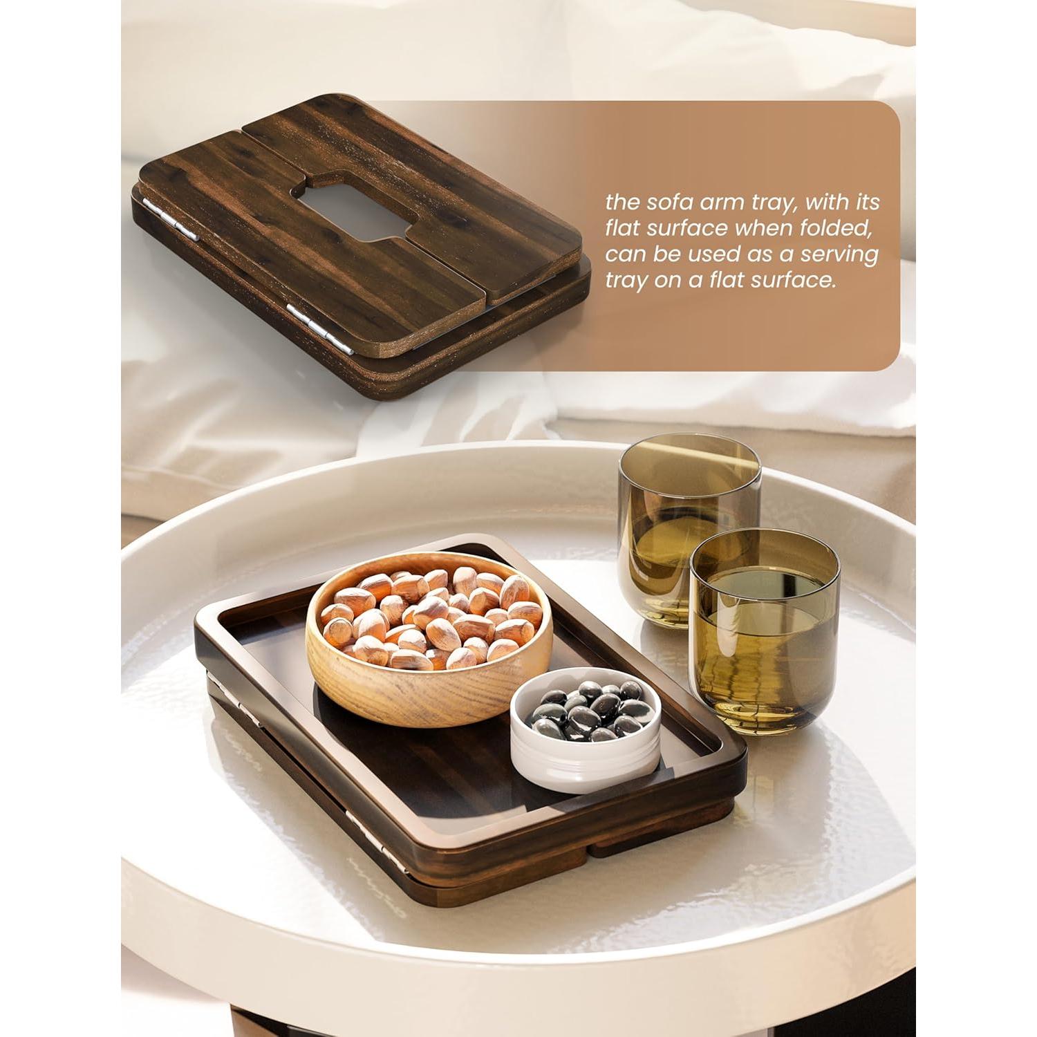 Mesa de reposabrazos de sofá HOLANA Acacia 34.92x24.13cm