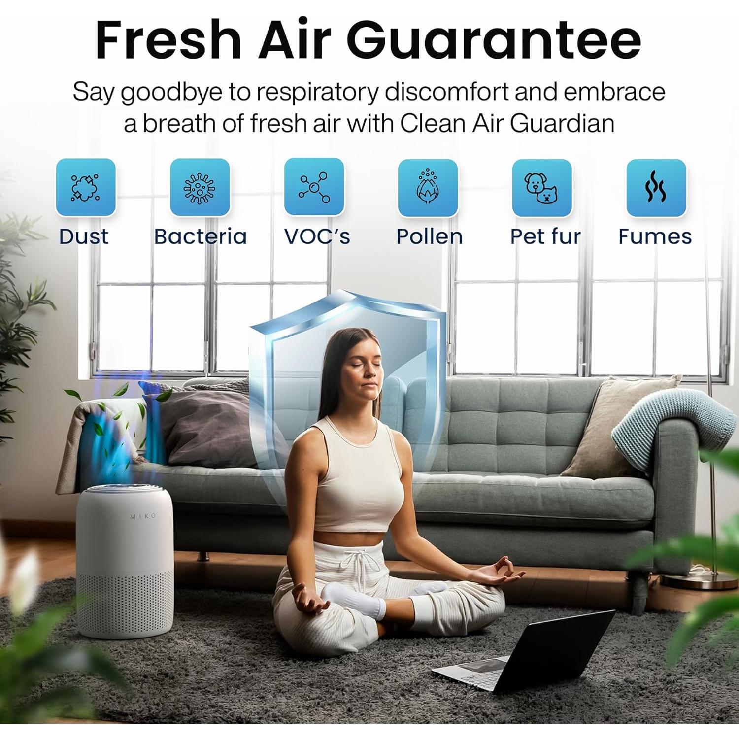 Purificador de Aire MIKO MA-04GB con Filtro HEPA 3 en 1