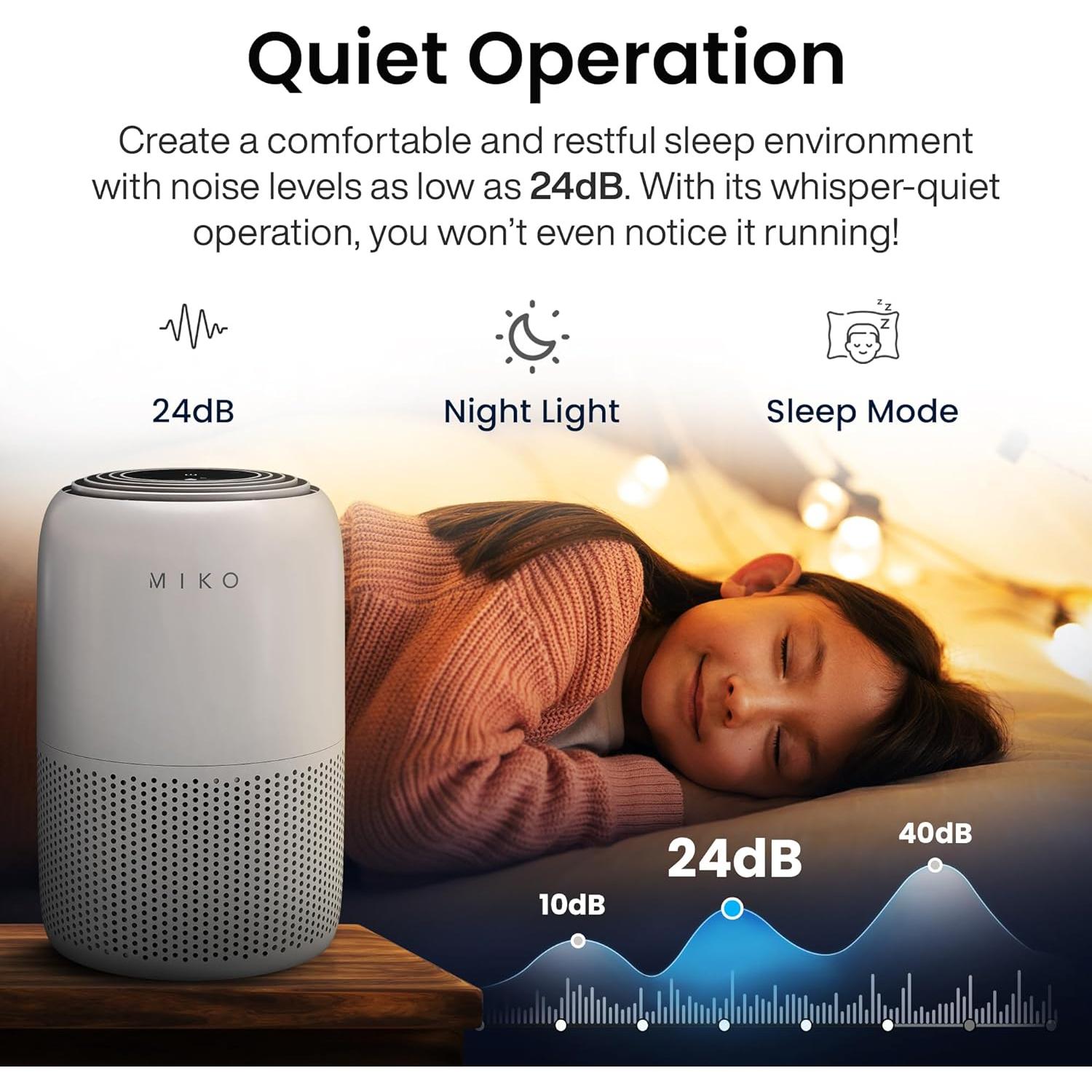 Purificador de Aire MIKO MA-04GB con Filtro HEPA 3 en 1