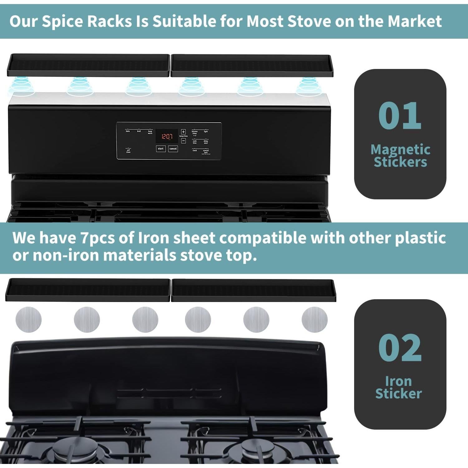 Estante Magnético BFONS 76.2 cm para Especias Cocina Negro