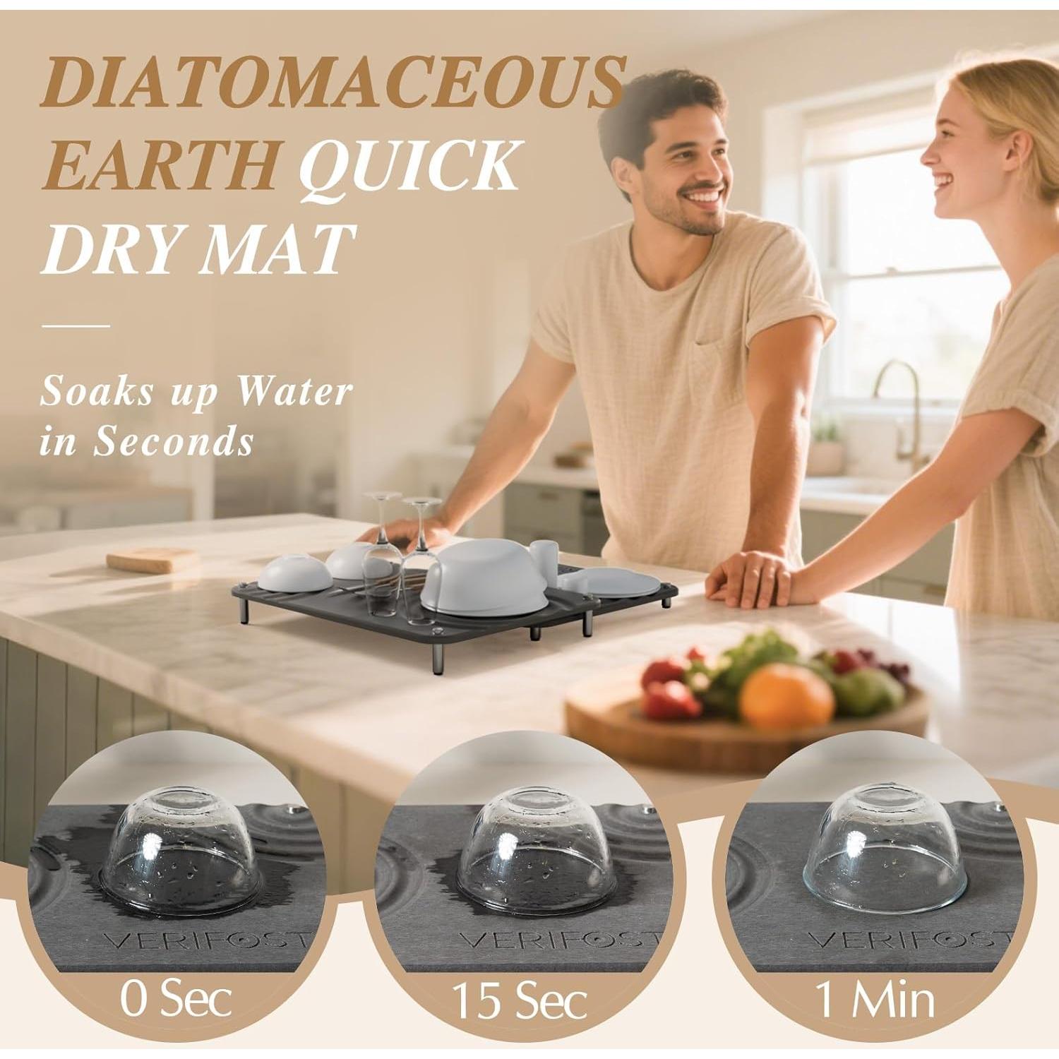 Alfombrilla Secado Rápido de Piedra Diatomita VERIFOST 2 Pcs