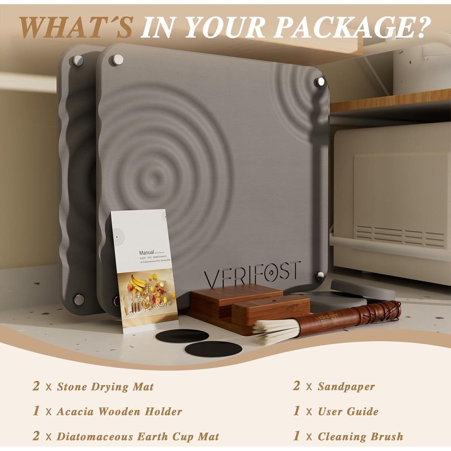 Alfombrilla Secado Rápido de Piedra Diatomita VERIFOST 2 Pcs