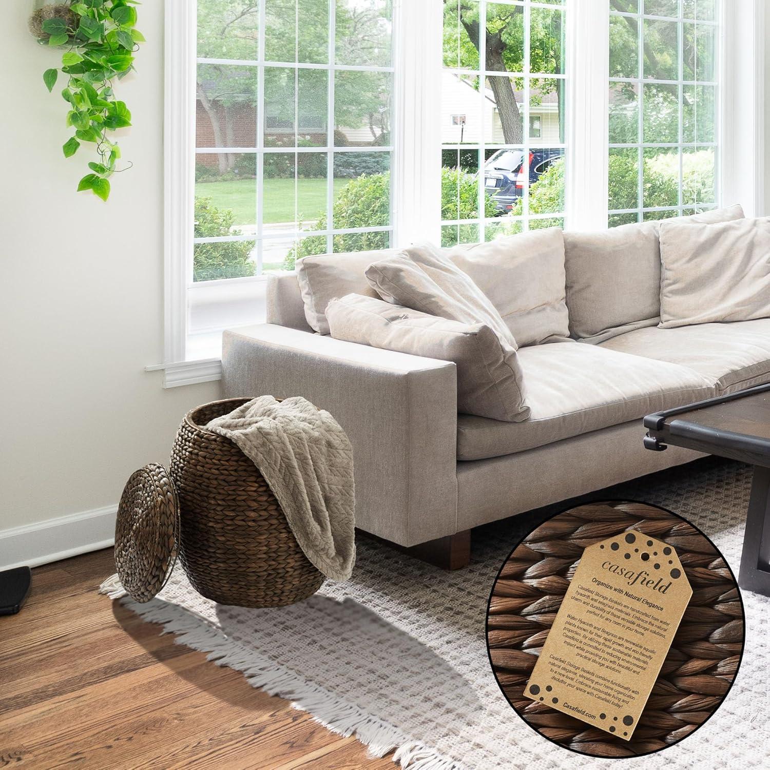 Cesta de Almacenamiento Redonda Casafield con Tapa 44.5 cm