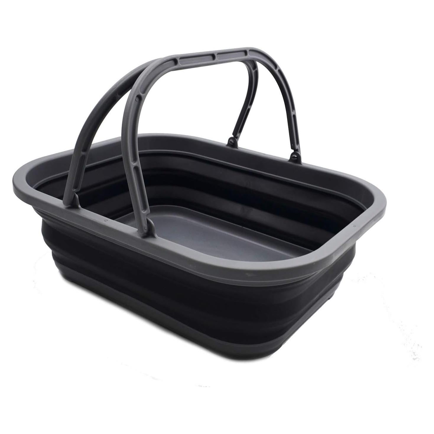 Cubo Plegable SAMMART 12L Gris/Negro - Canasta Portátil