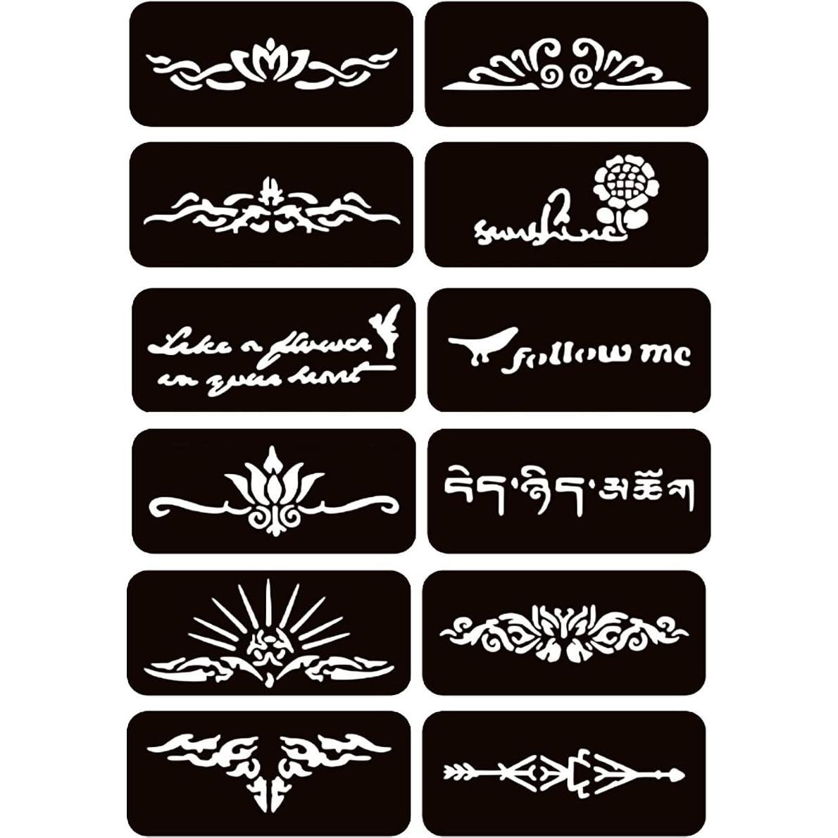 Kit de Tatuajes Temporales Moricher - 5 Tintas y 96 Plantillas